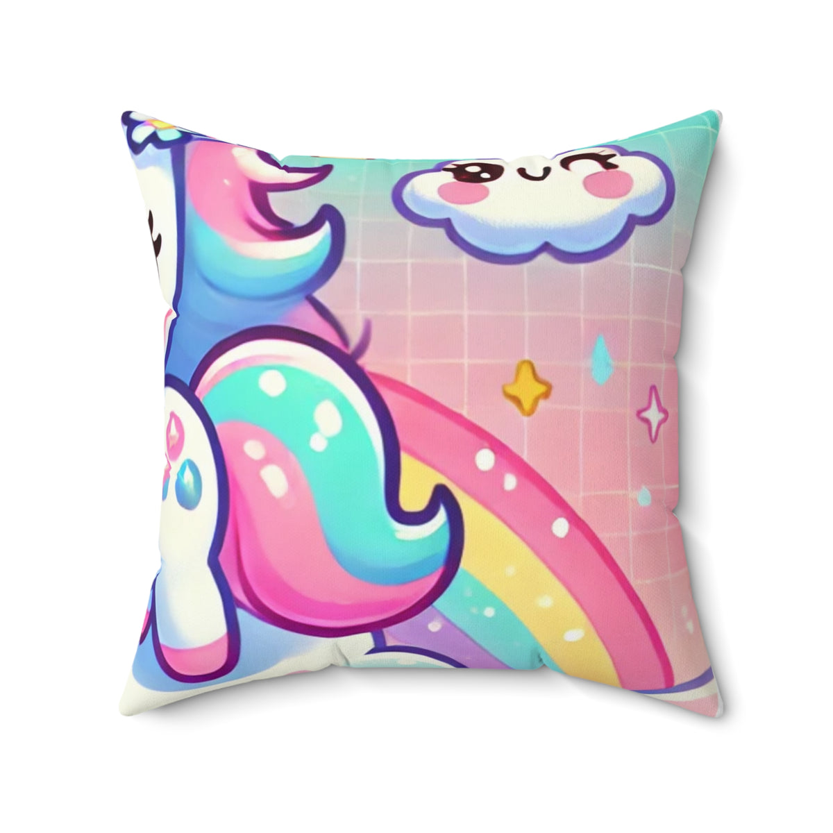 Pastel Rainbow Unicorn Cloud Kawaii Decorative Pillow