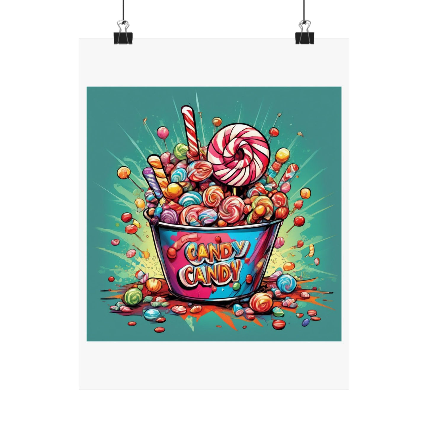 Holiday Candy Bucket Sweets Gift Art Poster
