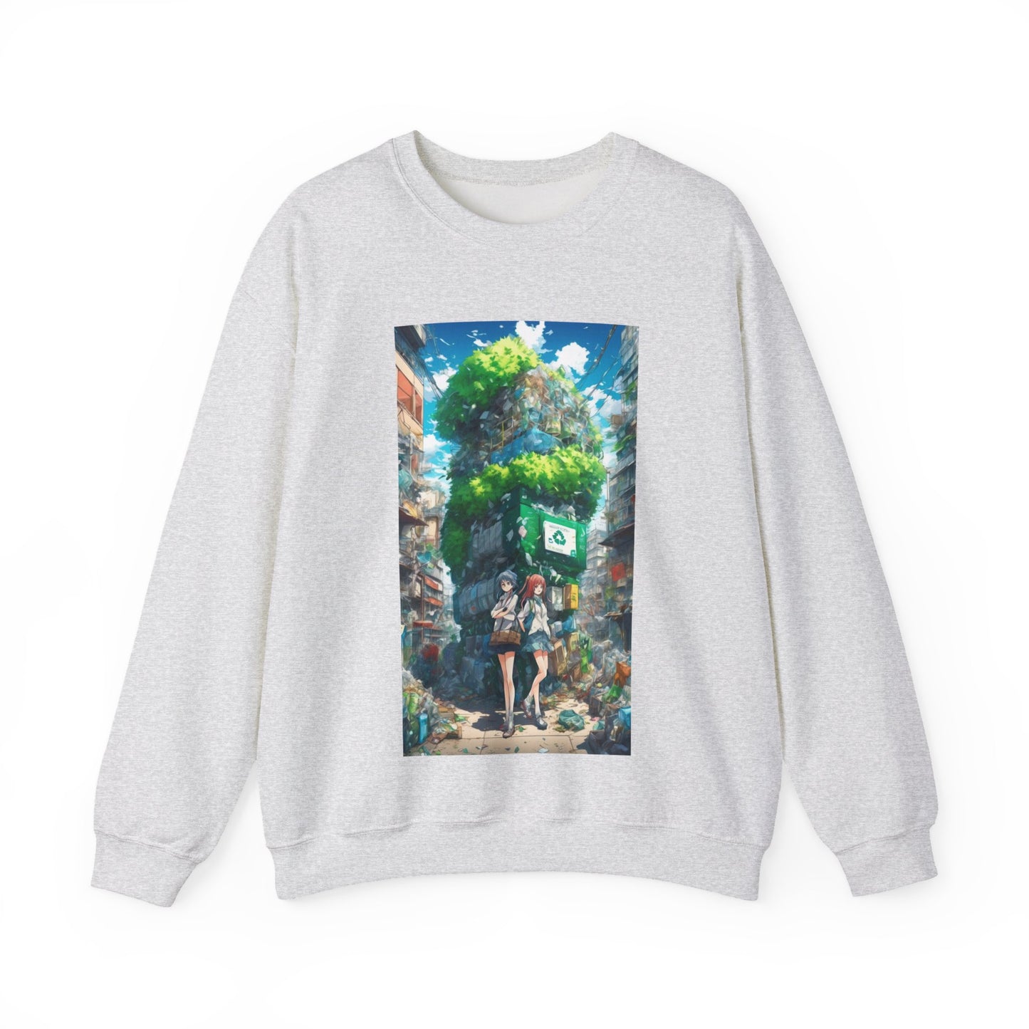 Urban Recycling Anime Friends Green City Sweatshirt
