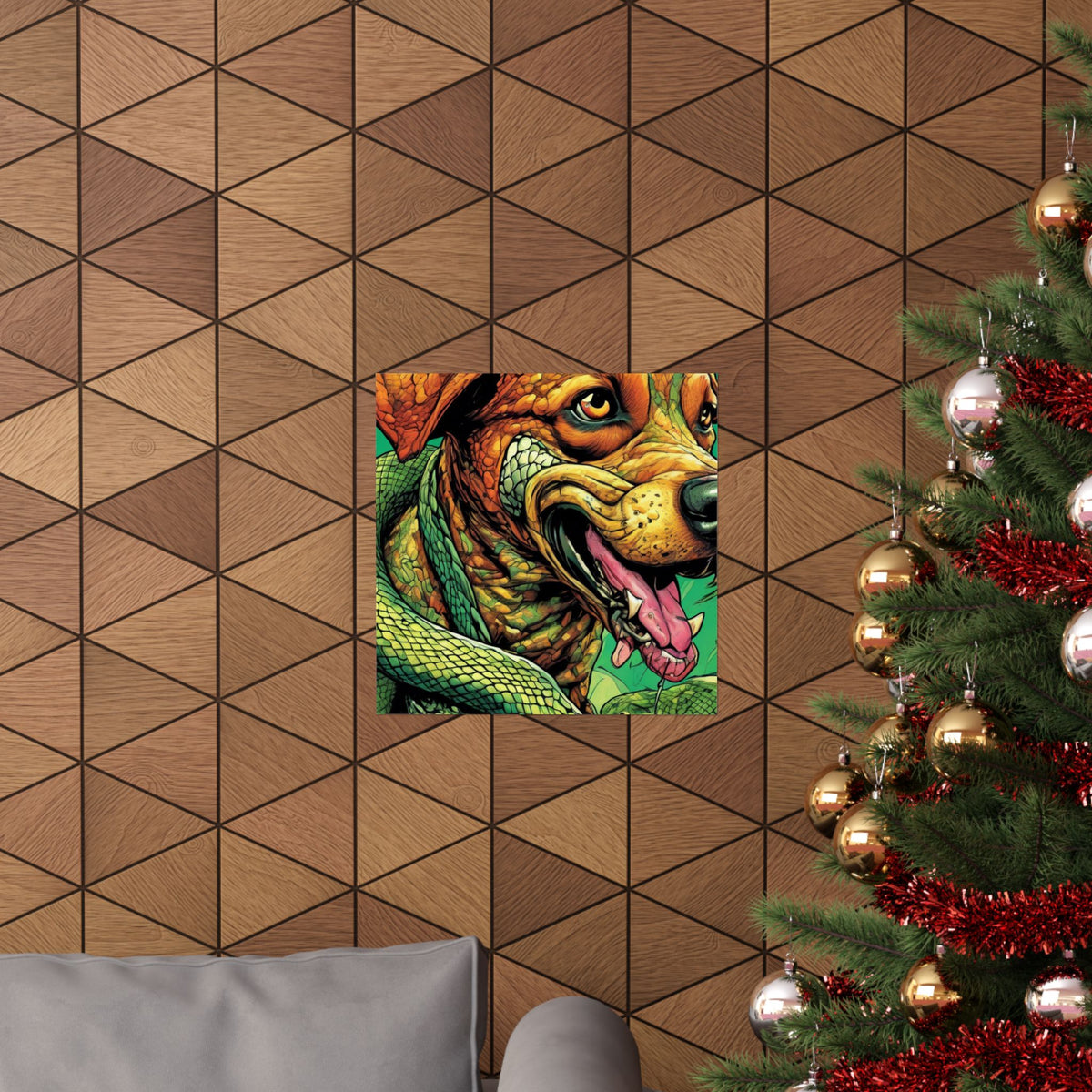 Serpent Guardian Dog Bold Fantasy Creature Art Poster