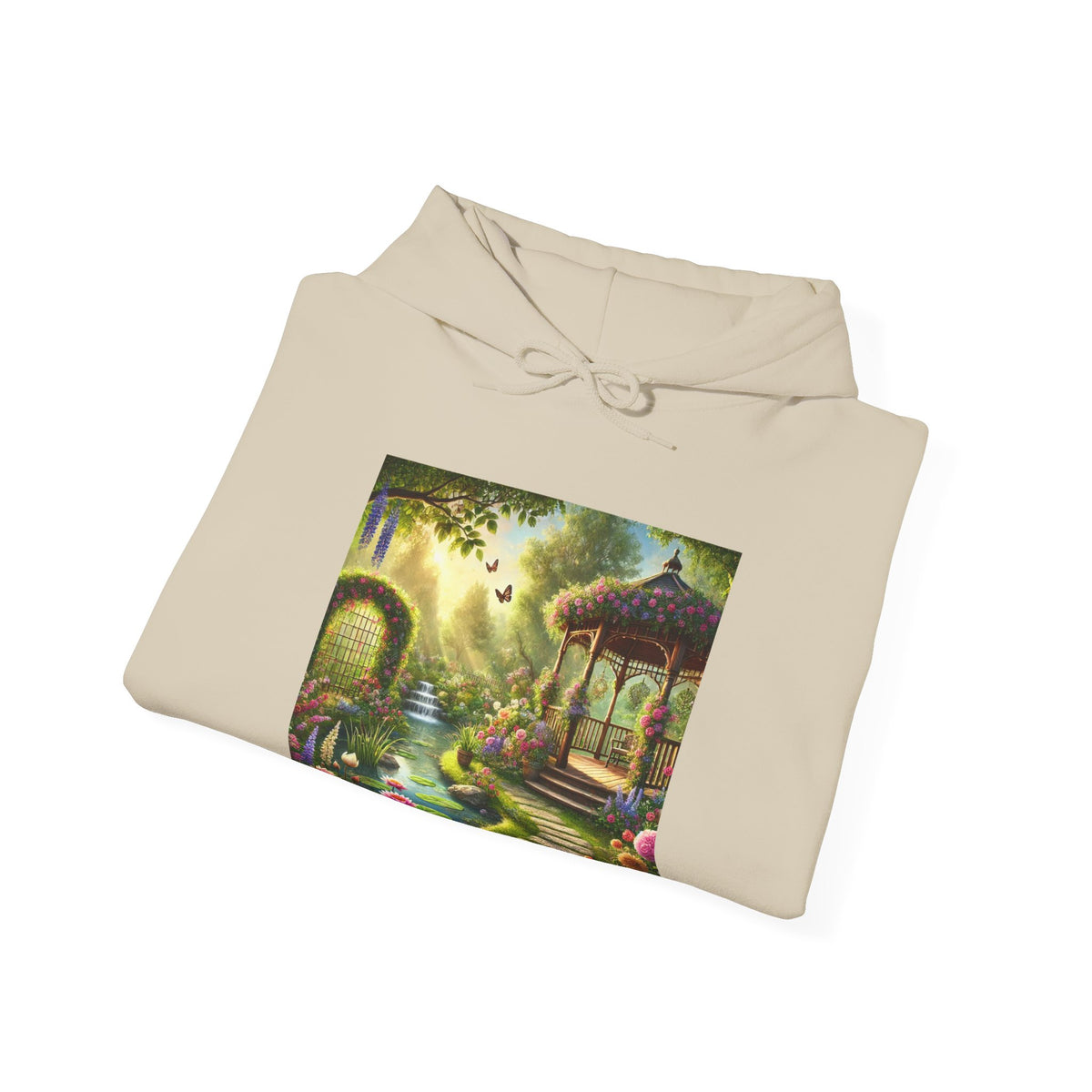 Sunlit Rose Gazebo Cottage Garden Hoodie