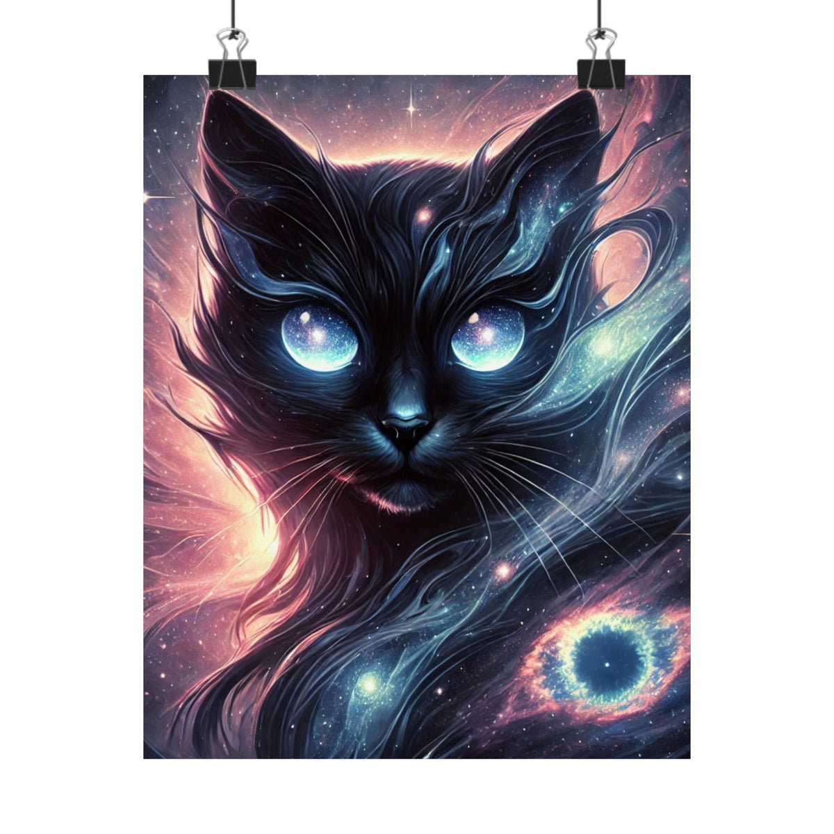 Cosmic Black Cat Galaxy Celestial Wall Art Poster