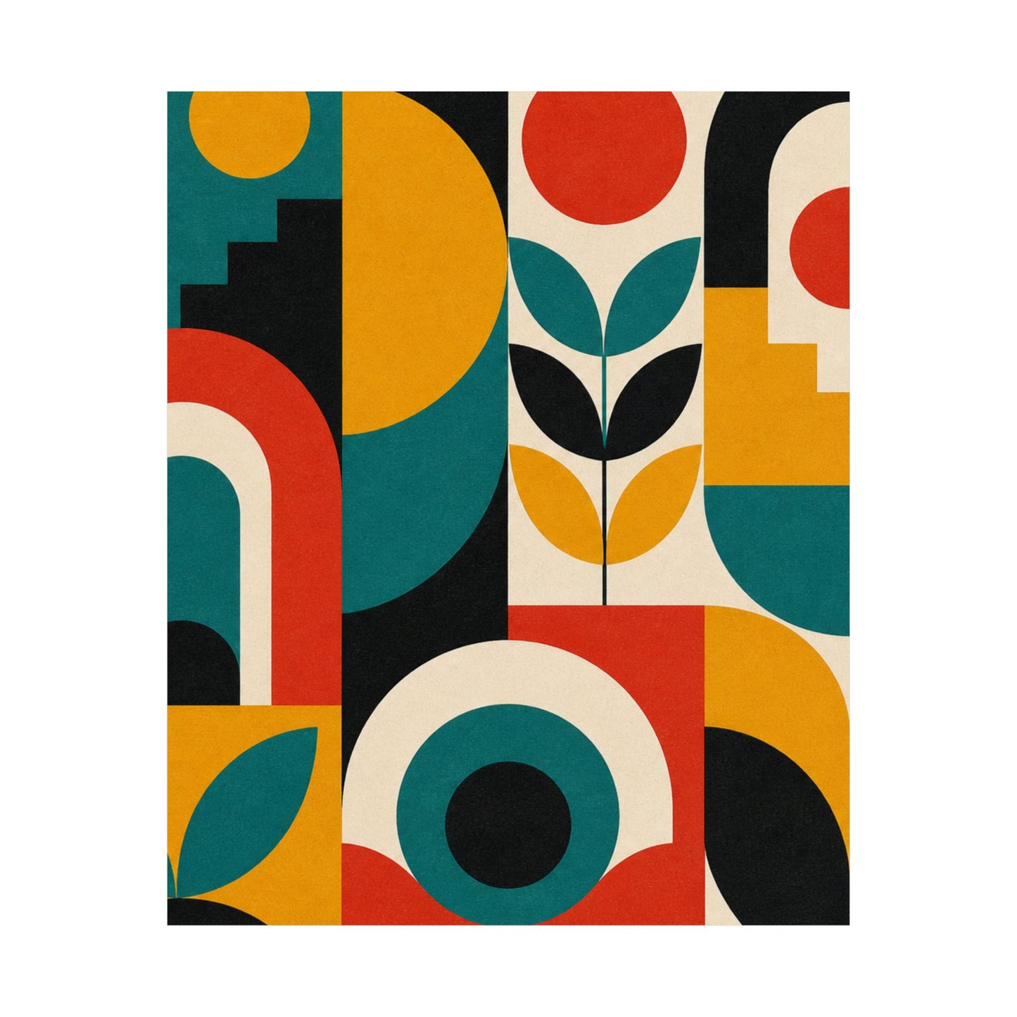 Mid Century Arches Botanical Geometric Abstract Poster