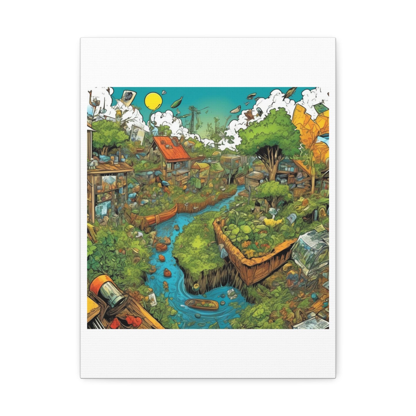 Whimsical Garden Stream Nature Gift Art Canvas