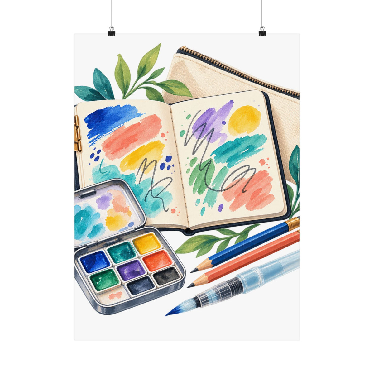 Colorful Urban Sketching Travel Kit Poster