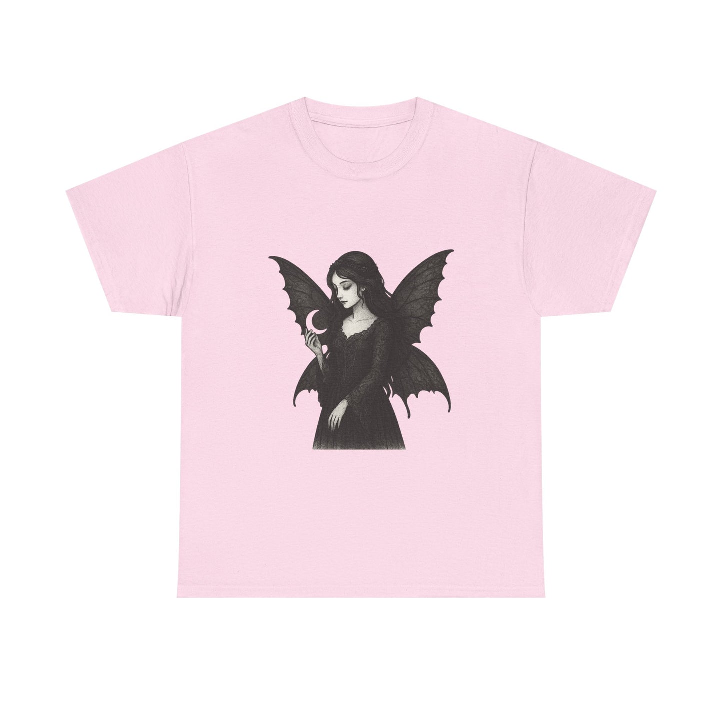 Gothic Fairy Tee, Unisex Cotton T-Shirt with Bat Wings, Forest Aesthetic Shirt, Perfect for Halloween, Casual Wear, Emo Witch