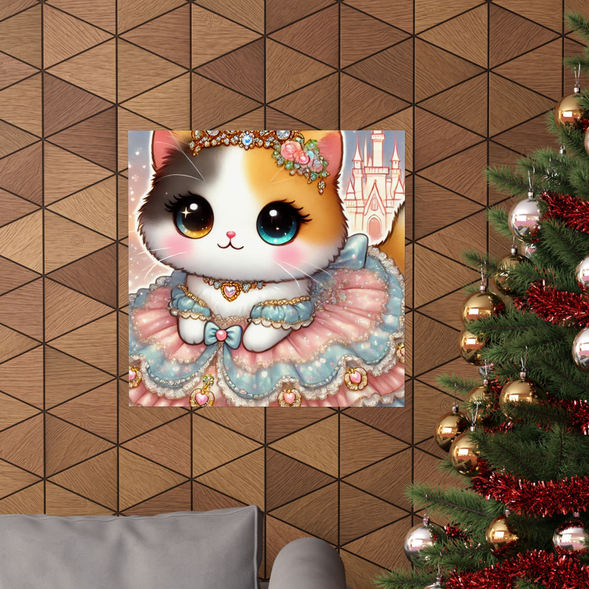 Pastel Princess Calico Cat Fantasy Wall Art Poster