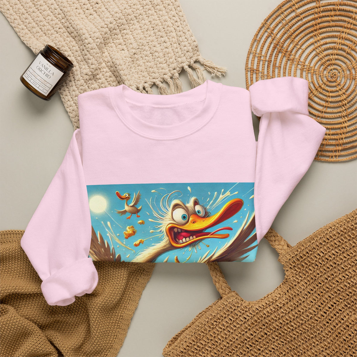 Chaotic Picnic Duck Funny Summer Art Sweatshirt