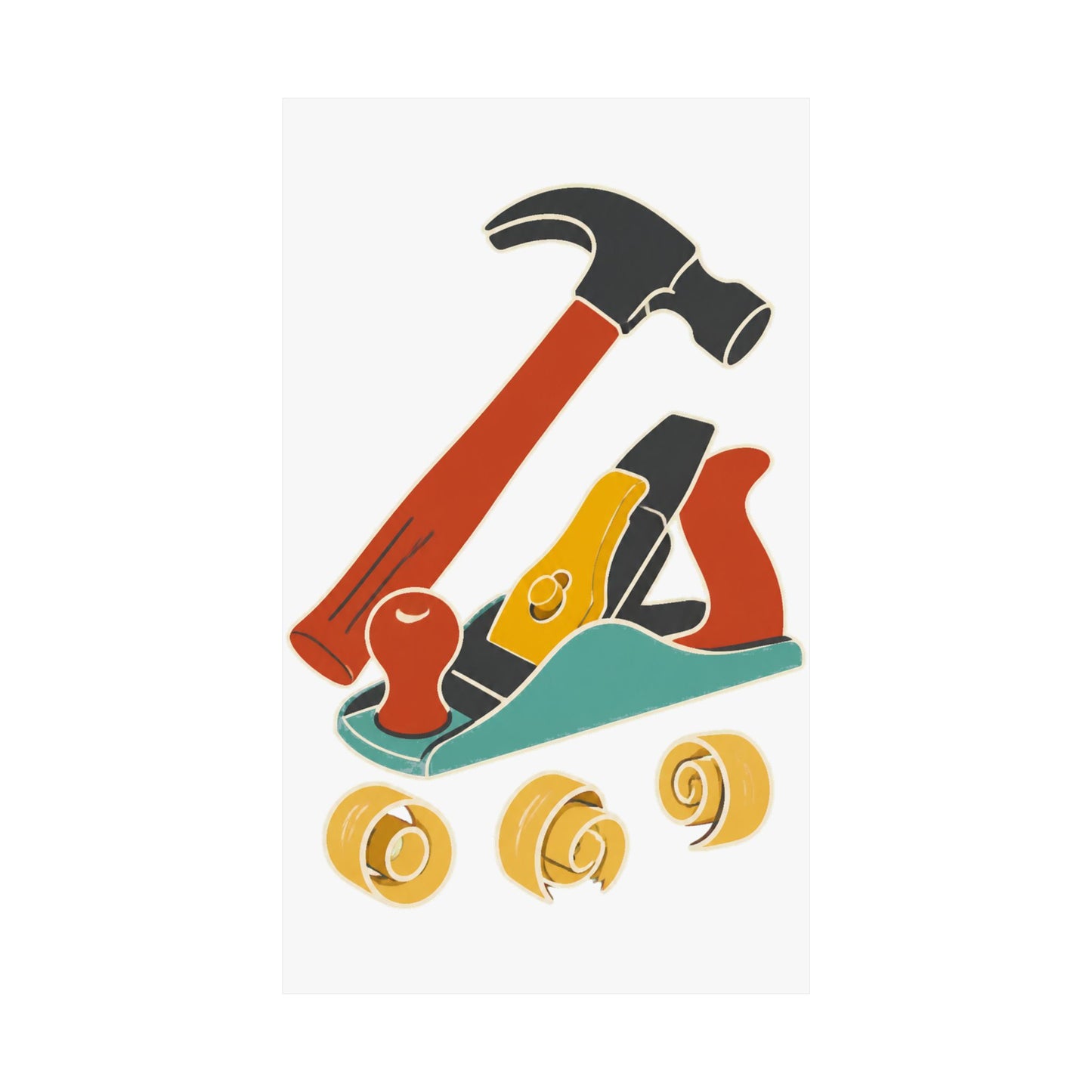Carpenter Hammer Hand Plane Woodworking Art Poster