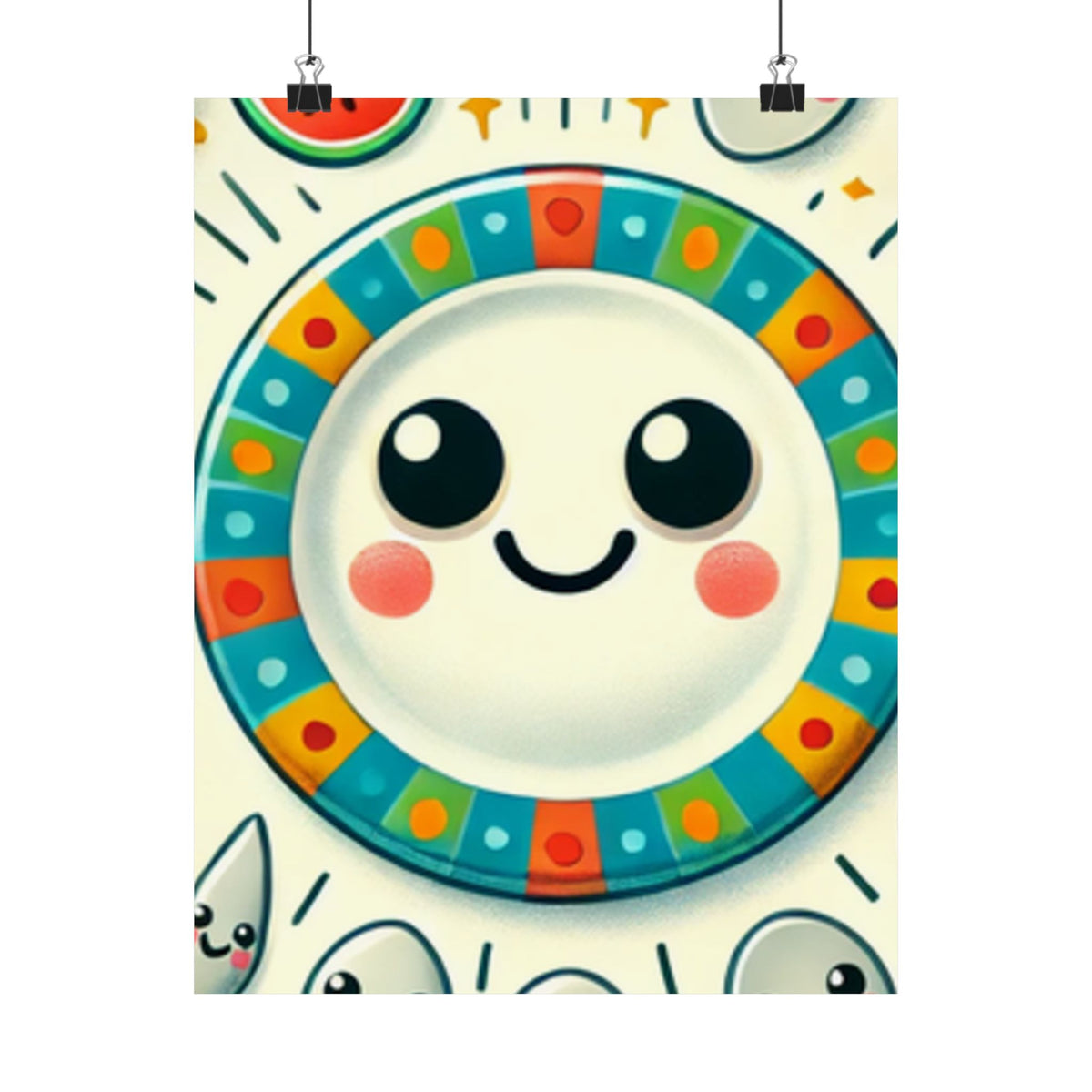 Happy Little Kitchen Club Kawaii Food Poster Kitchen Wall Art Decor
