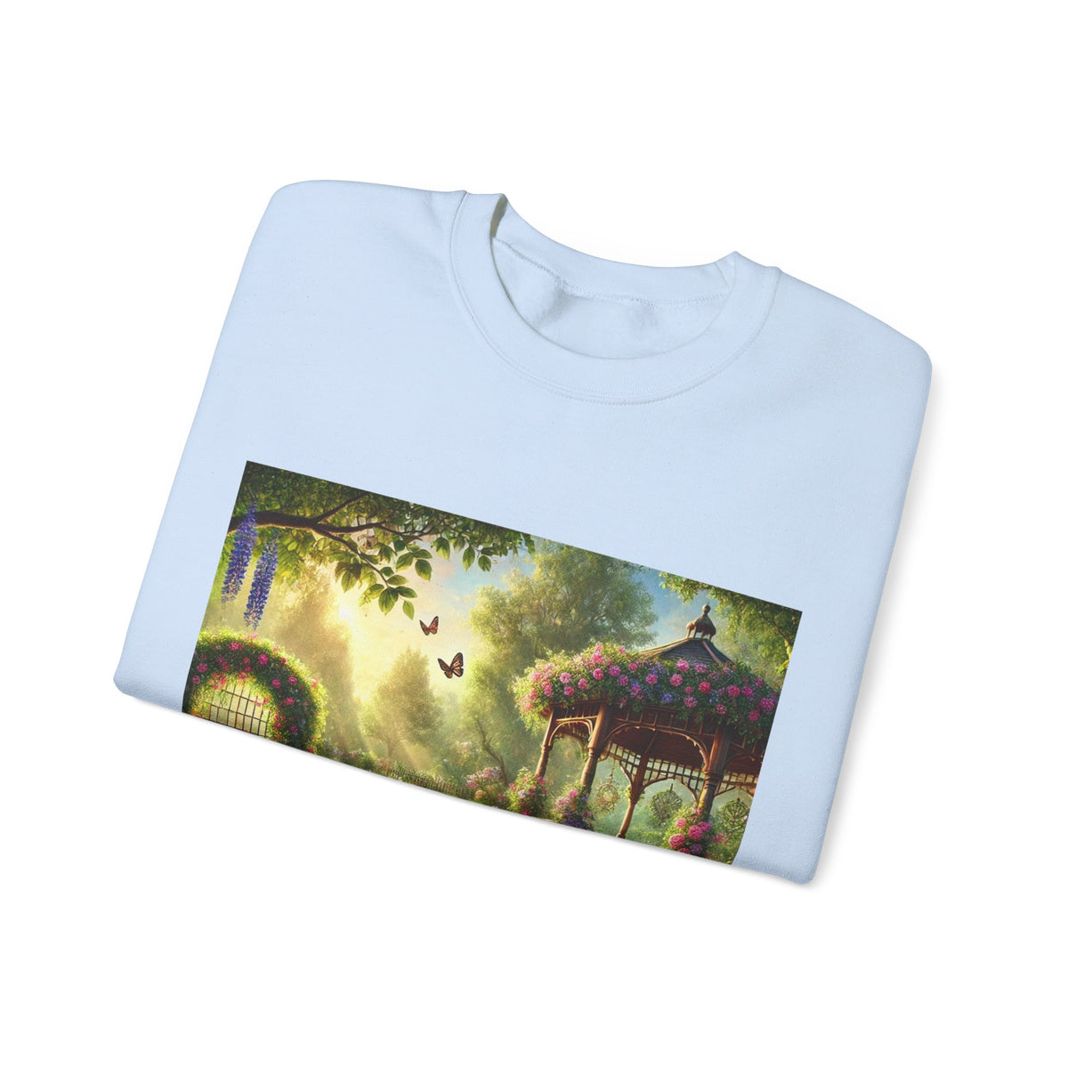 Sunlit Rose Gazebo Cottage Garden Sweatshirt
