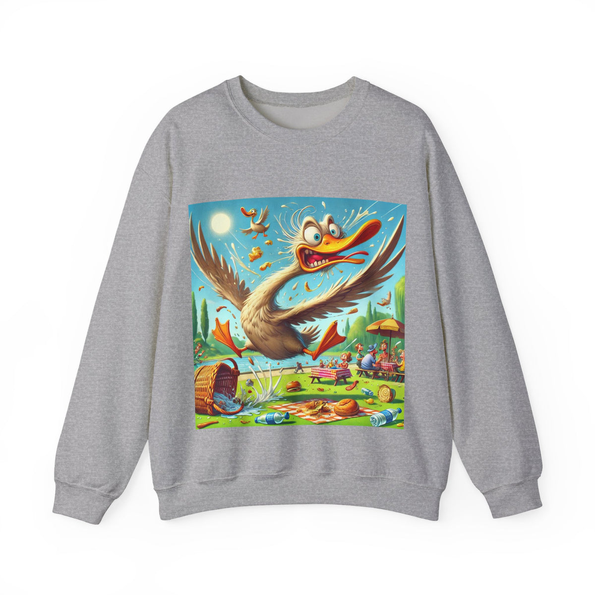 Chaotic Picnic Duck Funny Summer Art Sweatshirt