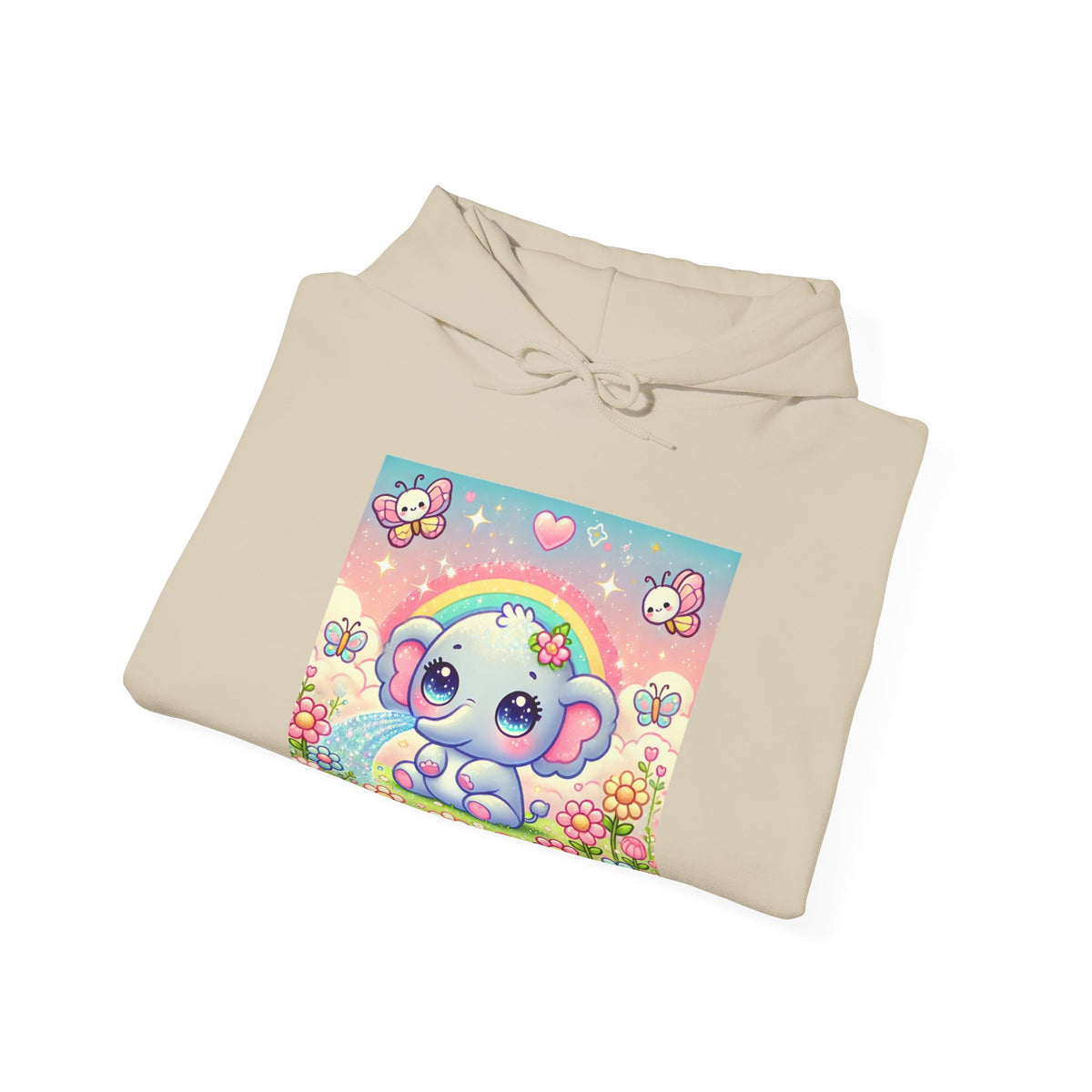 Pastel Rainbow Baby Elephant Floral Hoodie