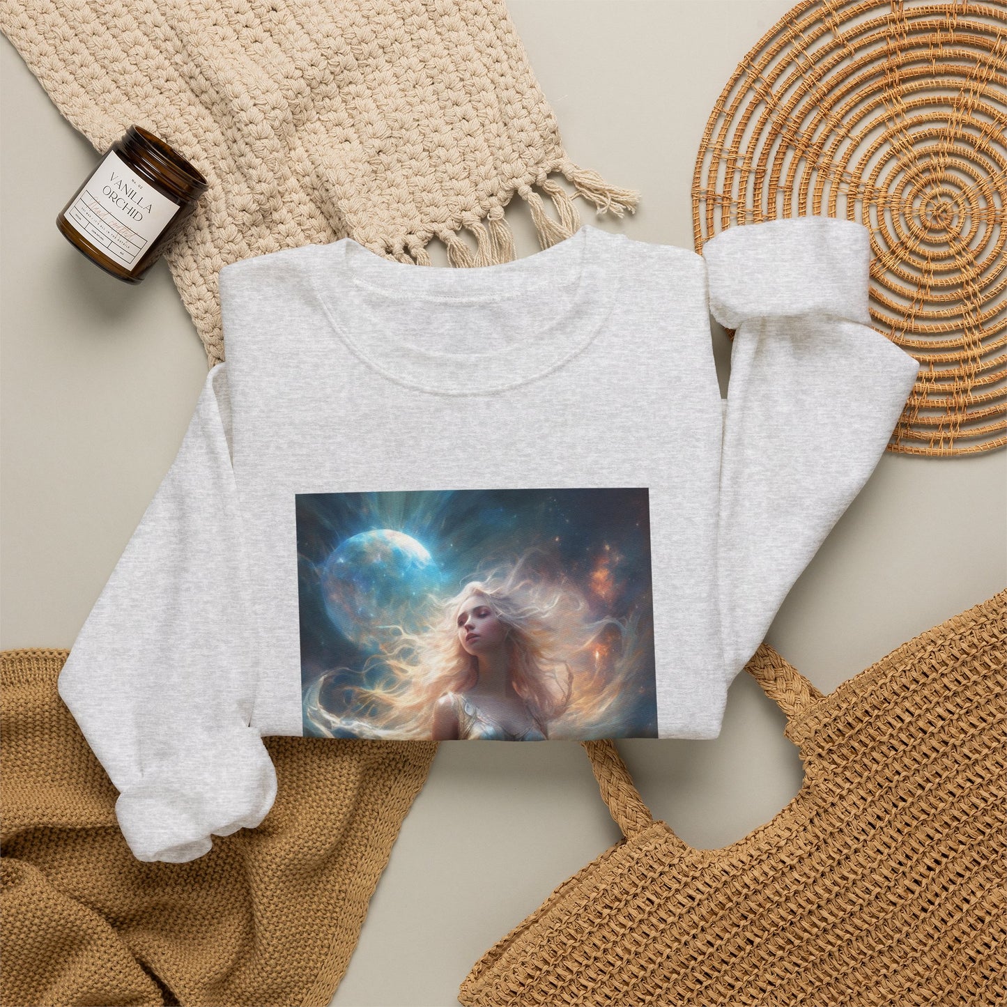 Moonlit Celestial Maiden Fantasy Portrait Sweatshirt