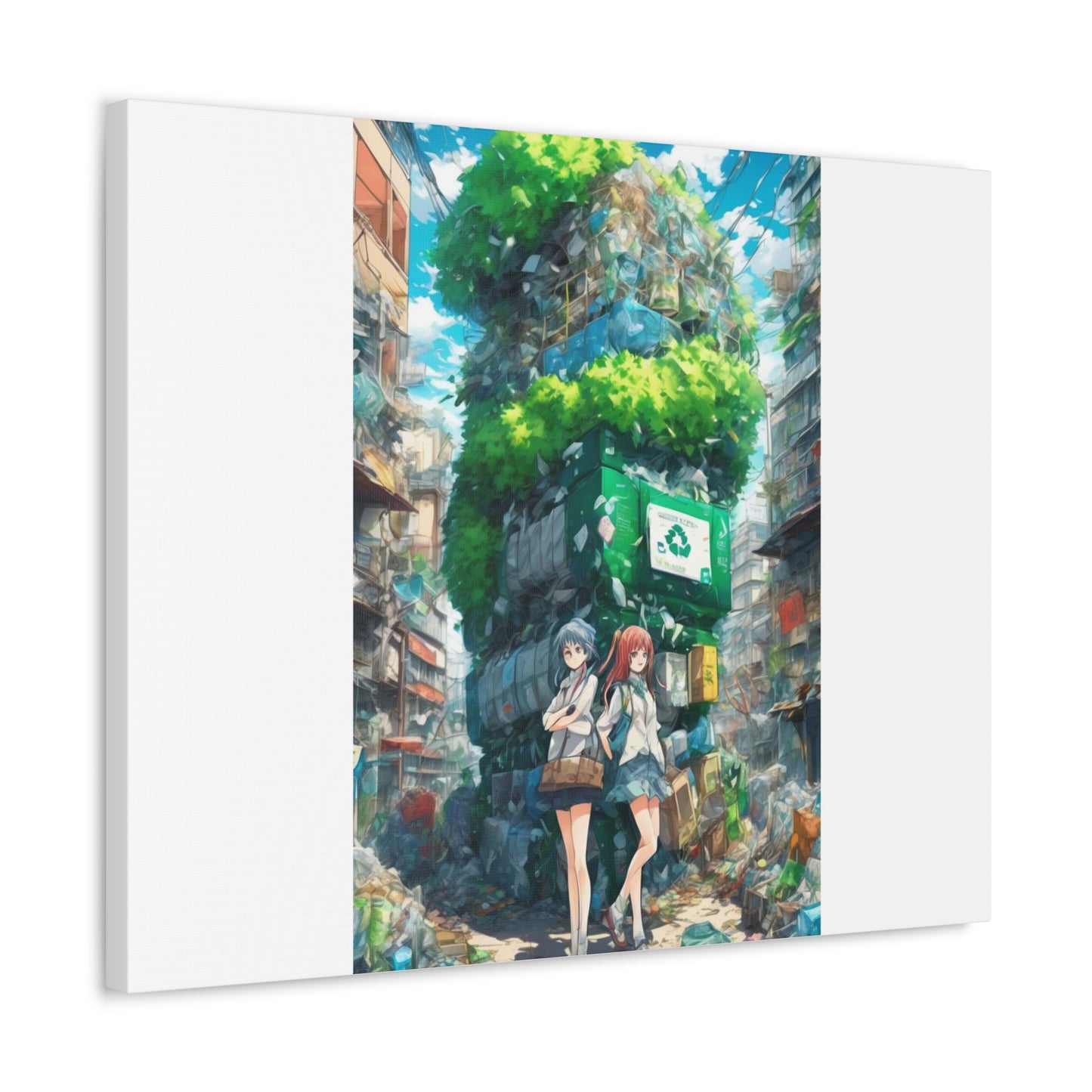 Urban Recycling Anime Friends Eco City Canvas Print