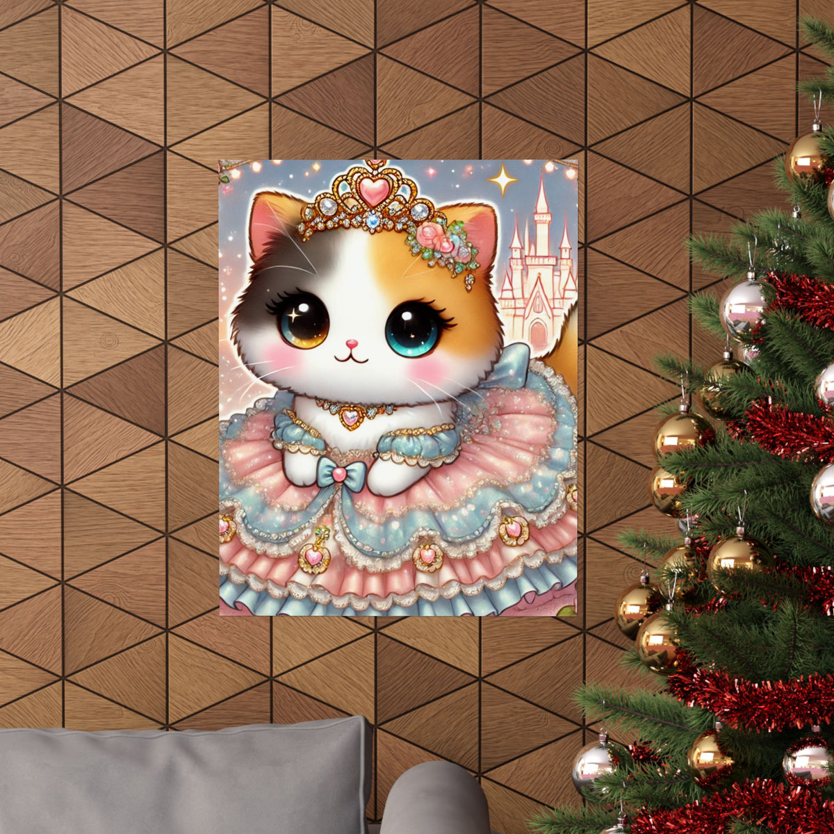 Pastel Princess Calico Cat Fantasy Wall Art Poster