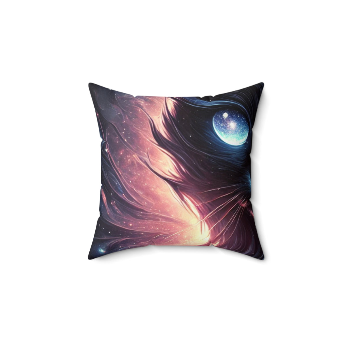 Cosmic Black Cat Galaxy Celestial Decorative Pillow