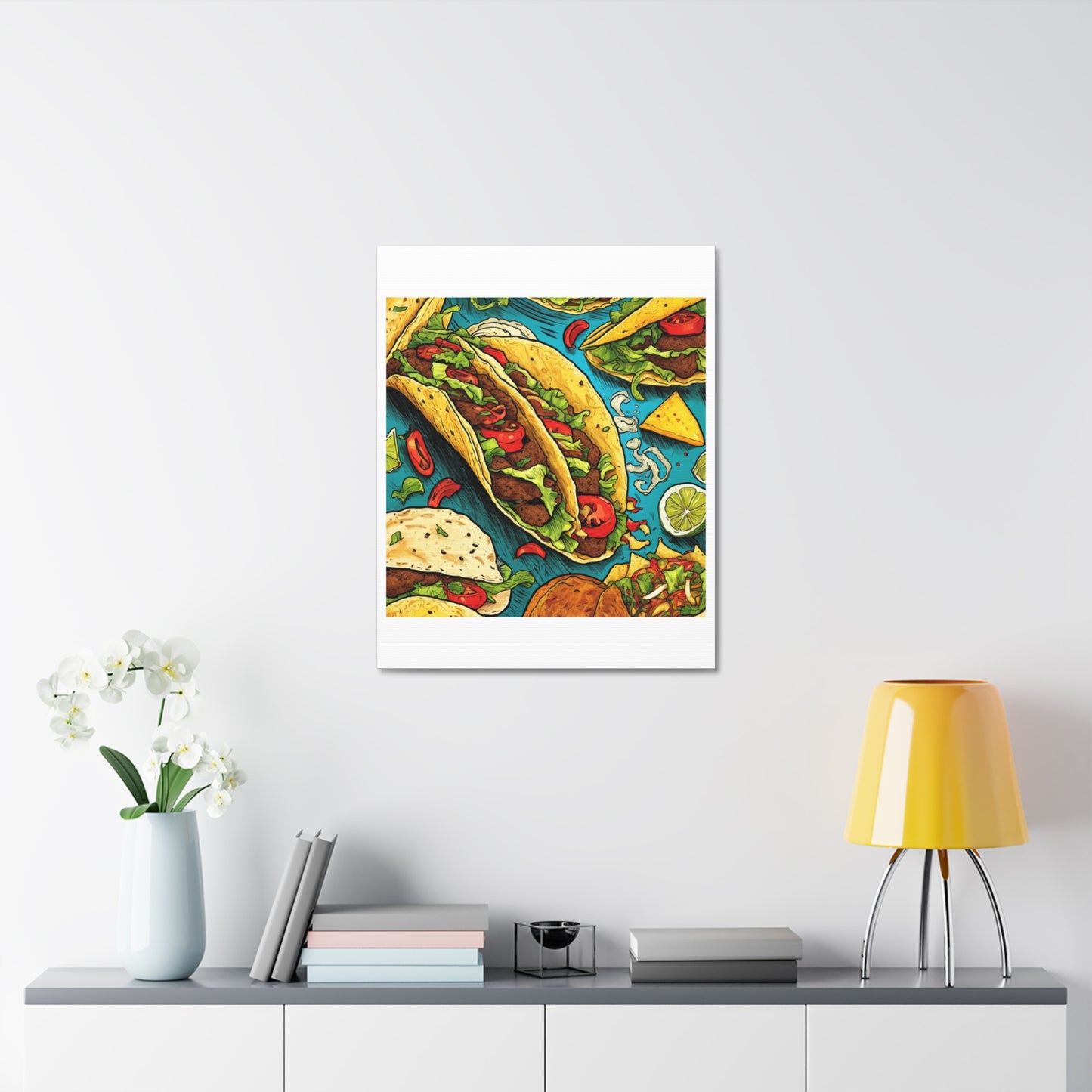 Taco Party Pattern Foodie Gift Art Canvas