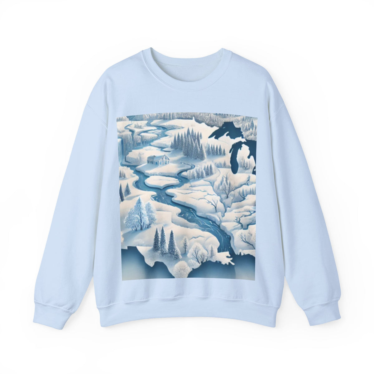 Winter USA Dreamscape Snowy Map Crew Sweatshirt Travel Gift
