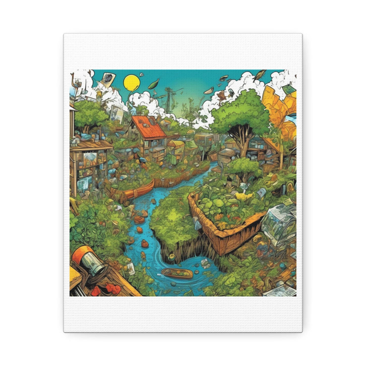 Whimsical Garden Stream Nature Gift Art Canvas