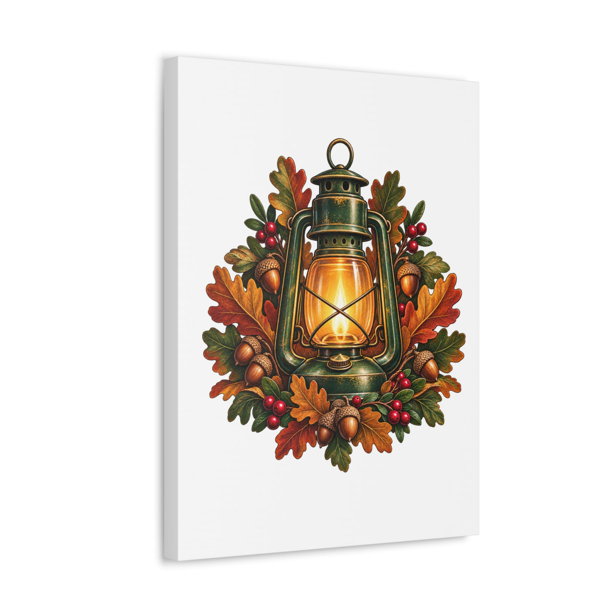 Autumn Oak Lantern and Acorns Canvas