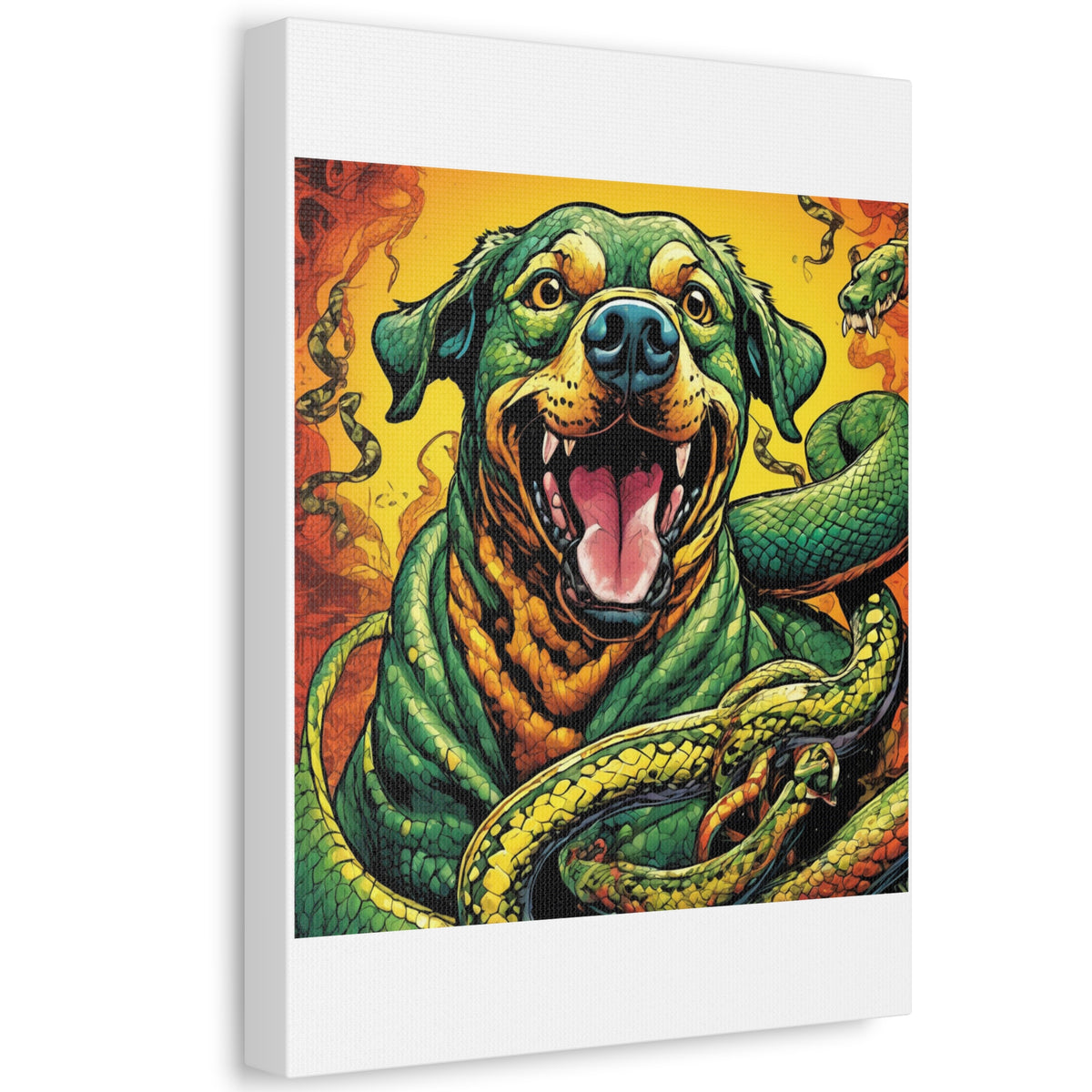 Surreal Serpent Hound Dark Fantasy Canvas Wall Art