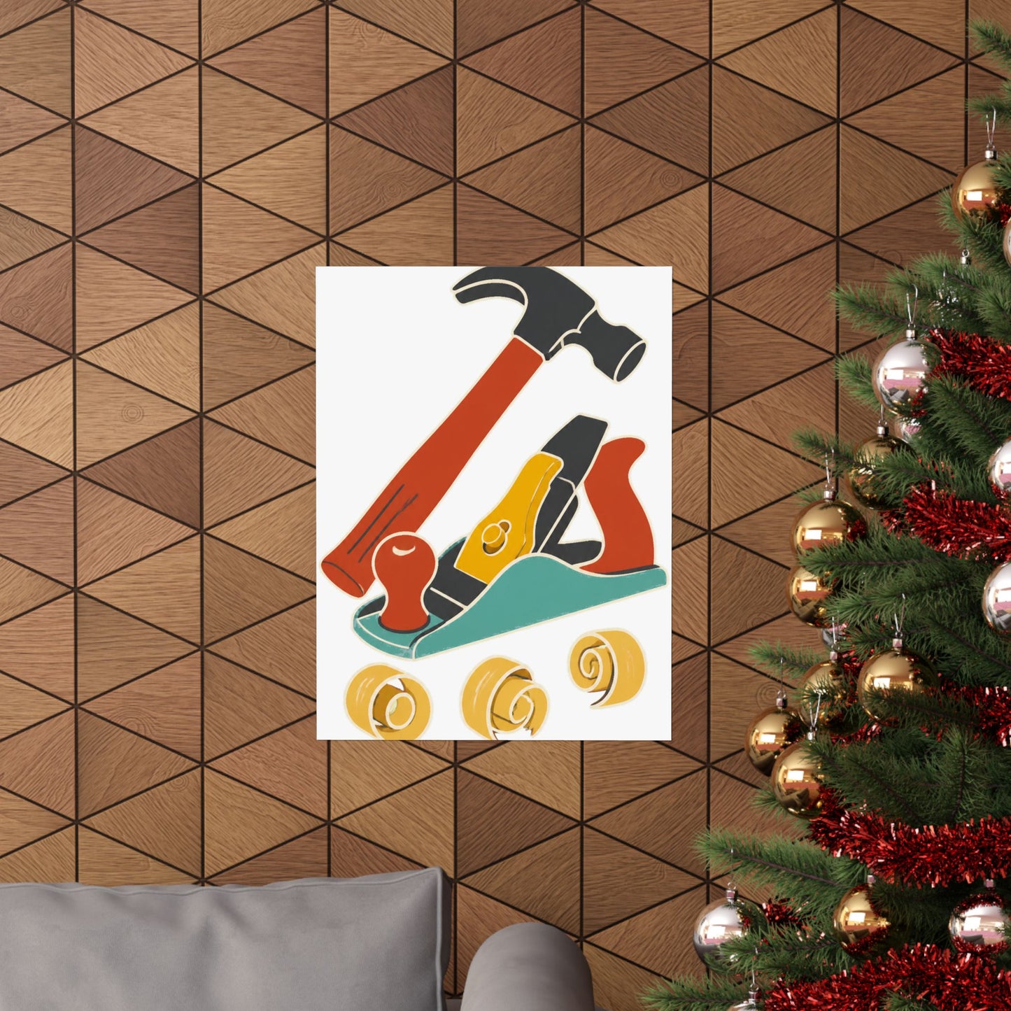 Carpenter Hammer Hand Plane Woodworking Art Poster