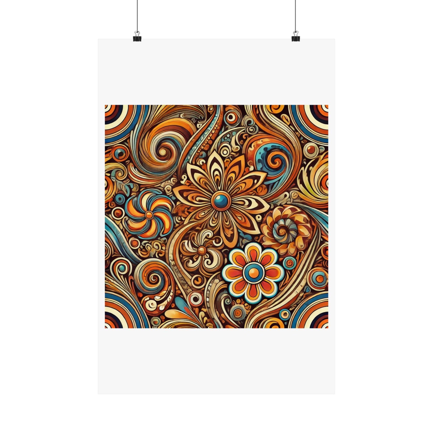 Ornate Abstract Floral Paisley Pattern Poster