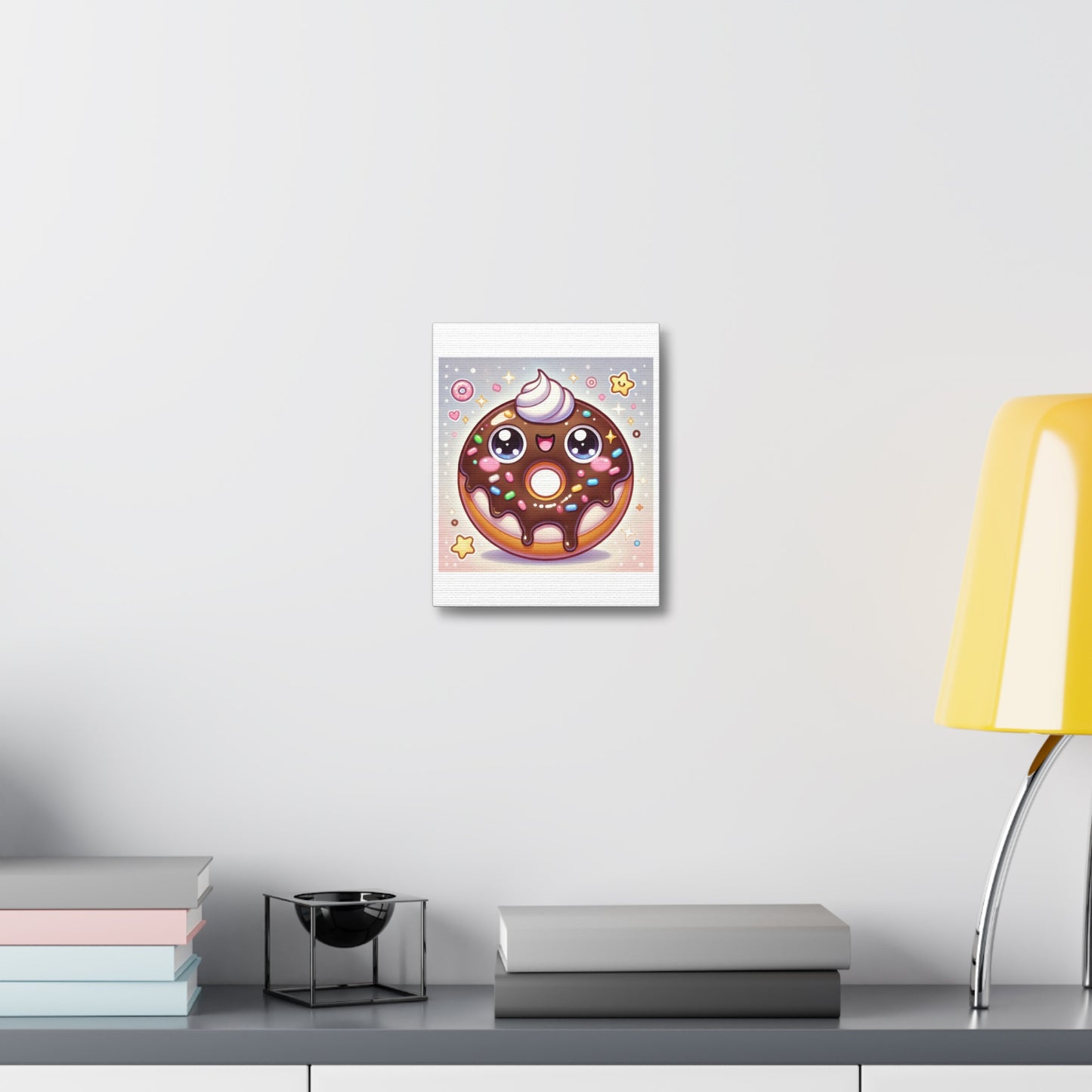 Kawaii Chocolate Donut Cute Dessert Canvas Wall Art