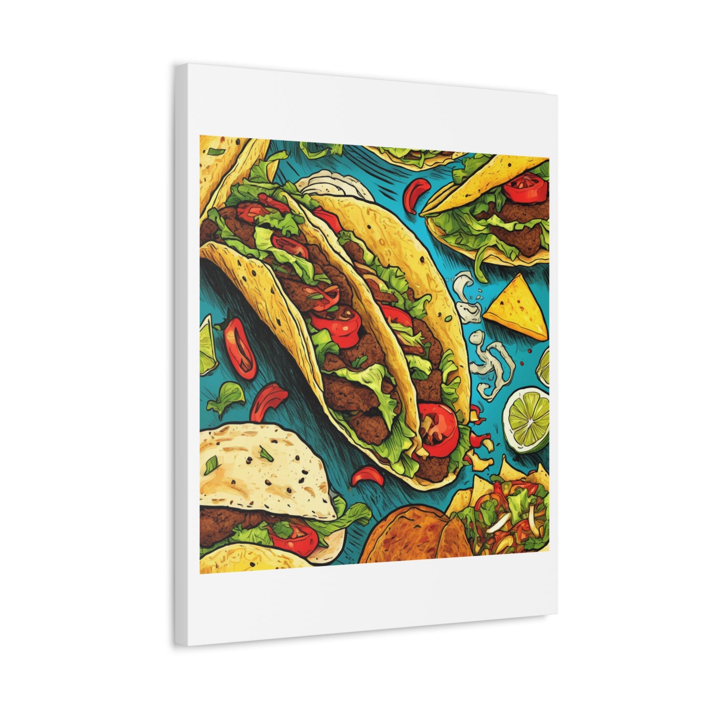 Taco Party Pattern Foodie Gift Art Canvas