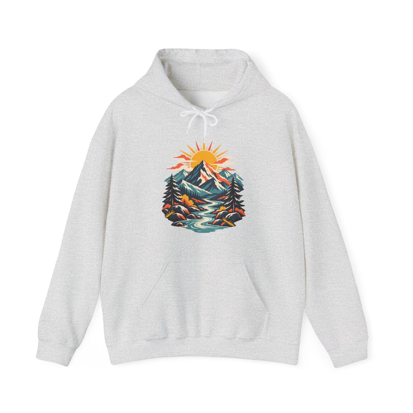 Alpine Sunrise River Mountain Adventure Art Hoodie