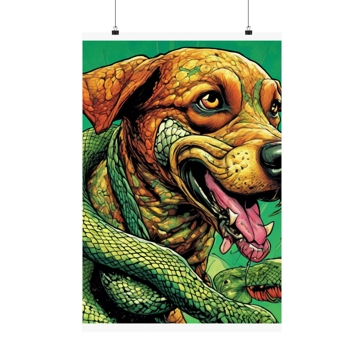 Serpent Guardian Dog Bold Fantasy Creature Art Poster