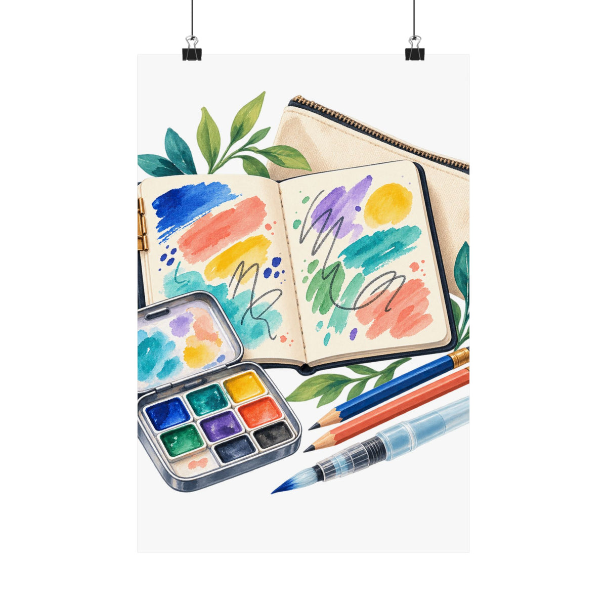 Colorful Urban Sketching Travel Kit Poster