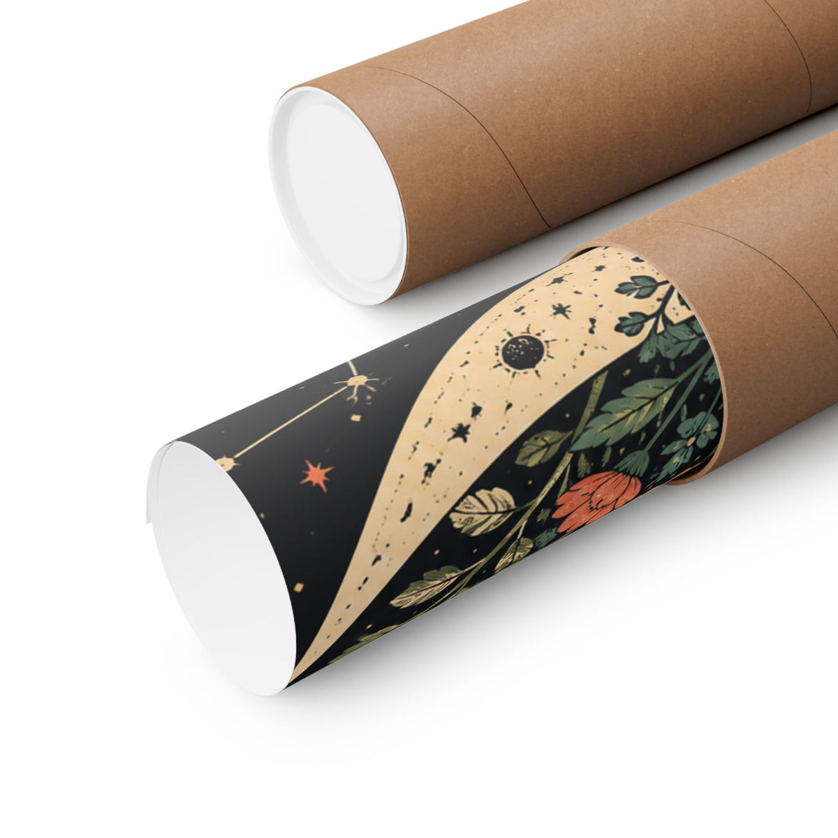 Celestial Wildflower Crescent Moon Botanical Art Poster