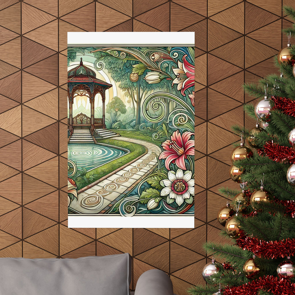 Botanical Gazebo Garden Art Nouveau Wall Art Poster