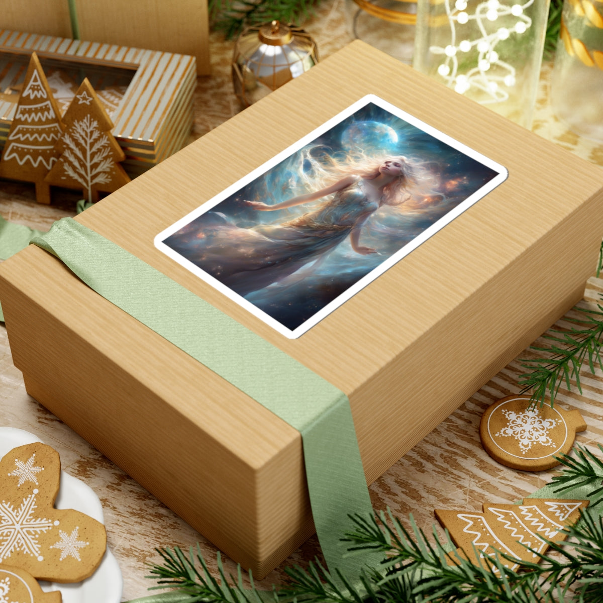 Moonlit Celestial Maiden Fantasy Portrait Sticker