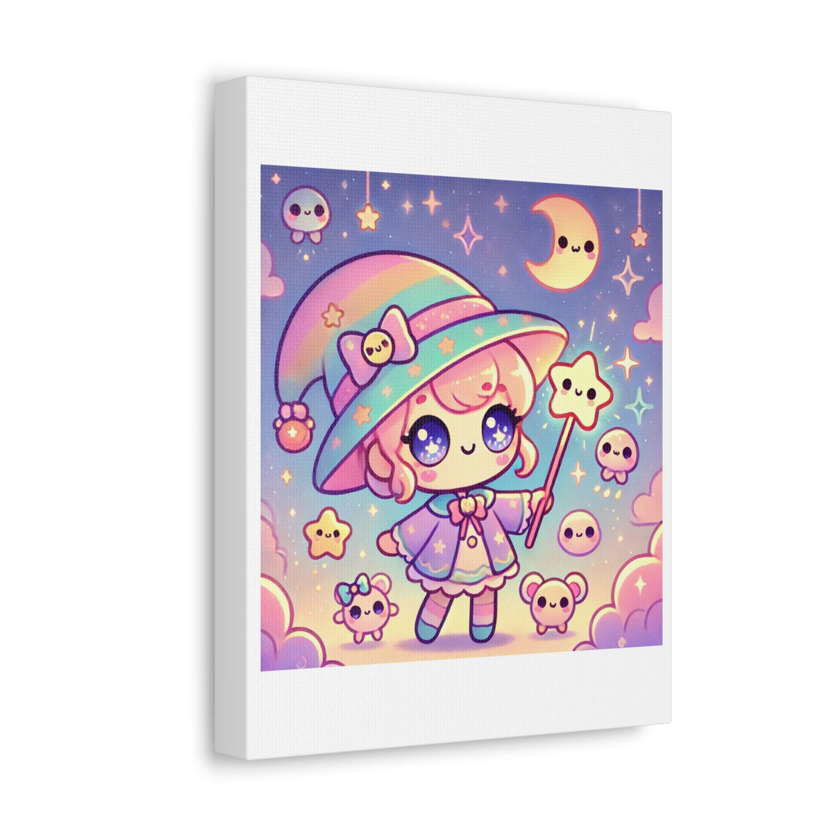 Kawaii Moon Wand Pastel Fantasy Canvas Wall Art