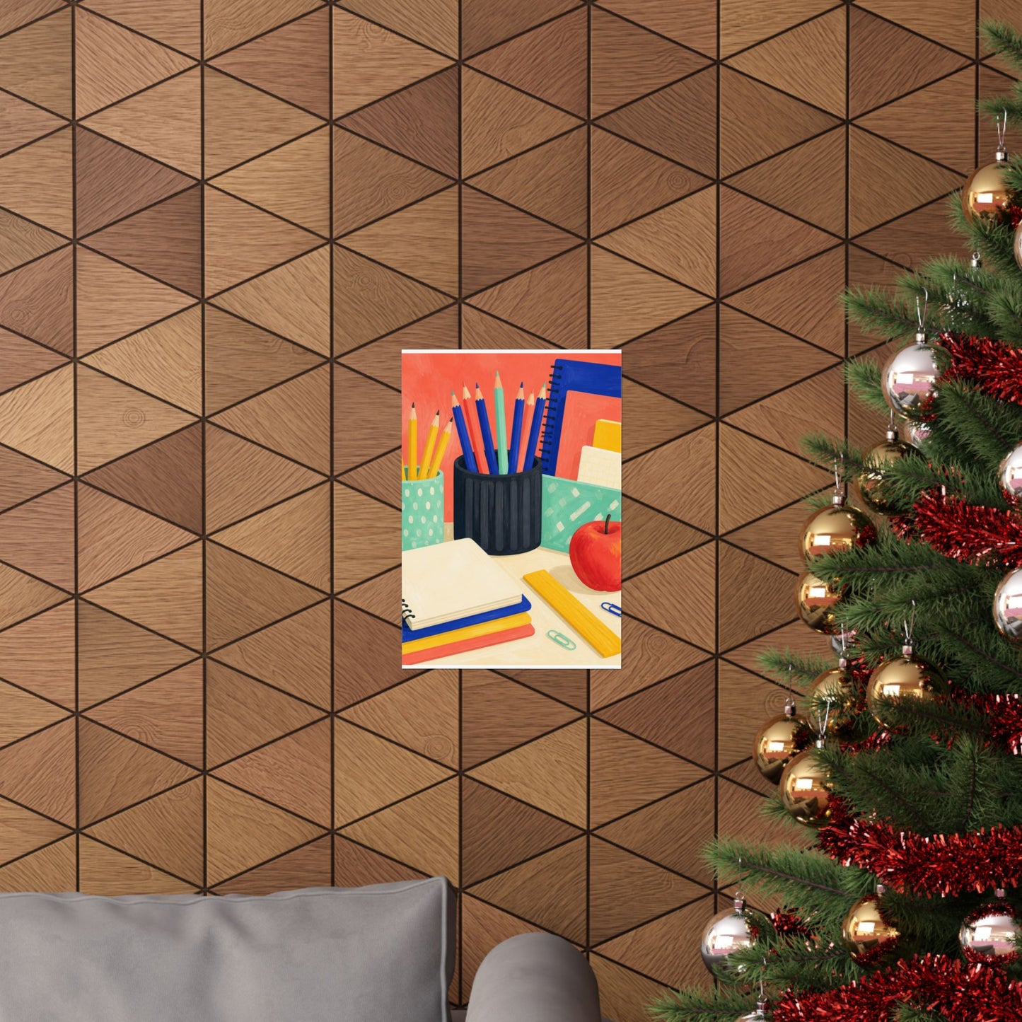 Colorful Teacher Desk Supplies Art Poster