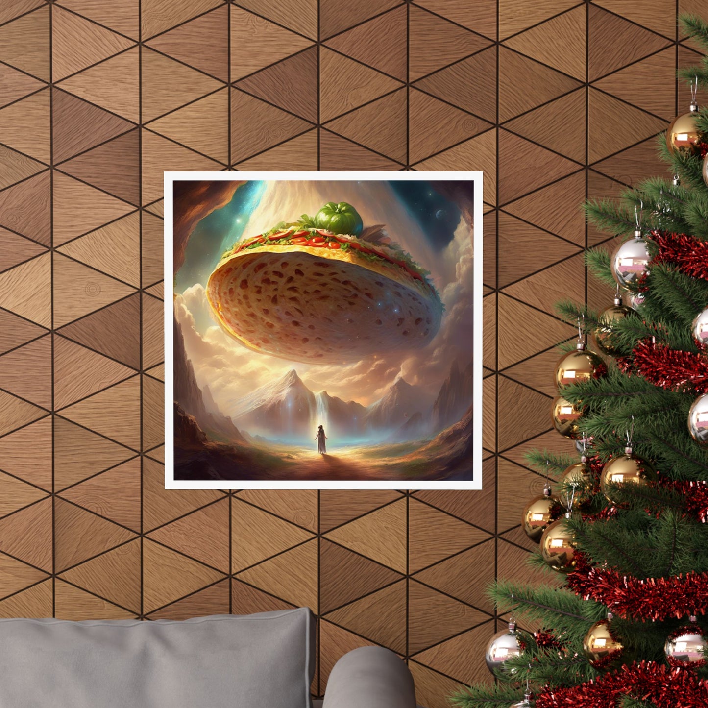 Cosmic Taco UFO Surreal Food Fantasy Art Poster