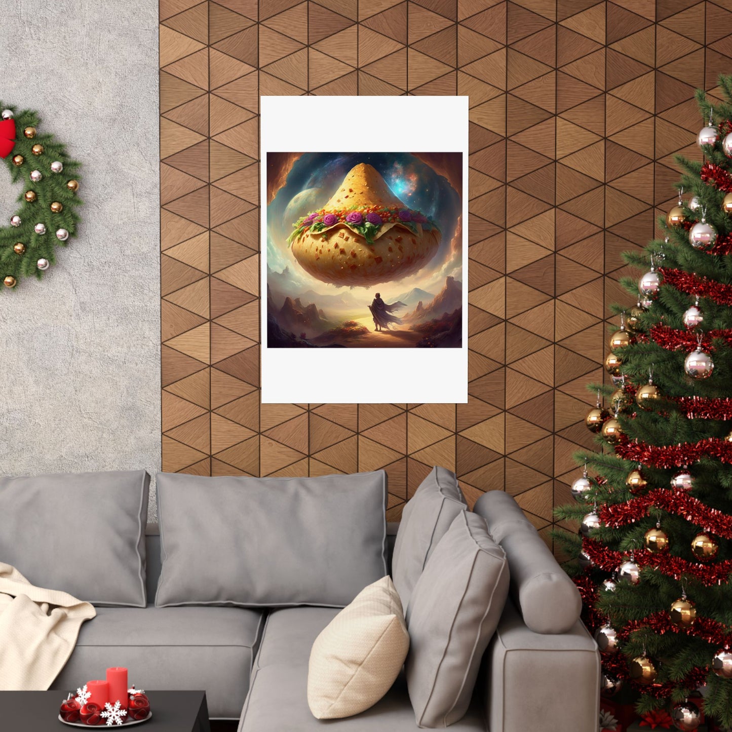Cosmic Taco Planetoid Surreal Food Fantasy Art Poster
