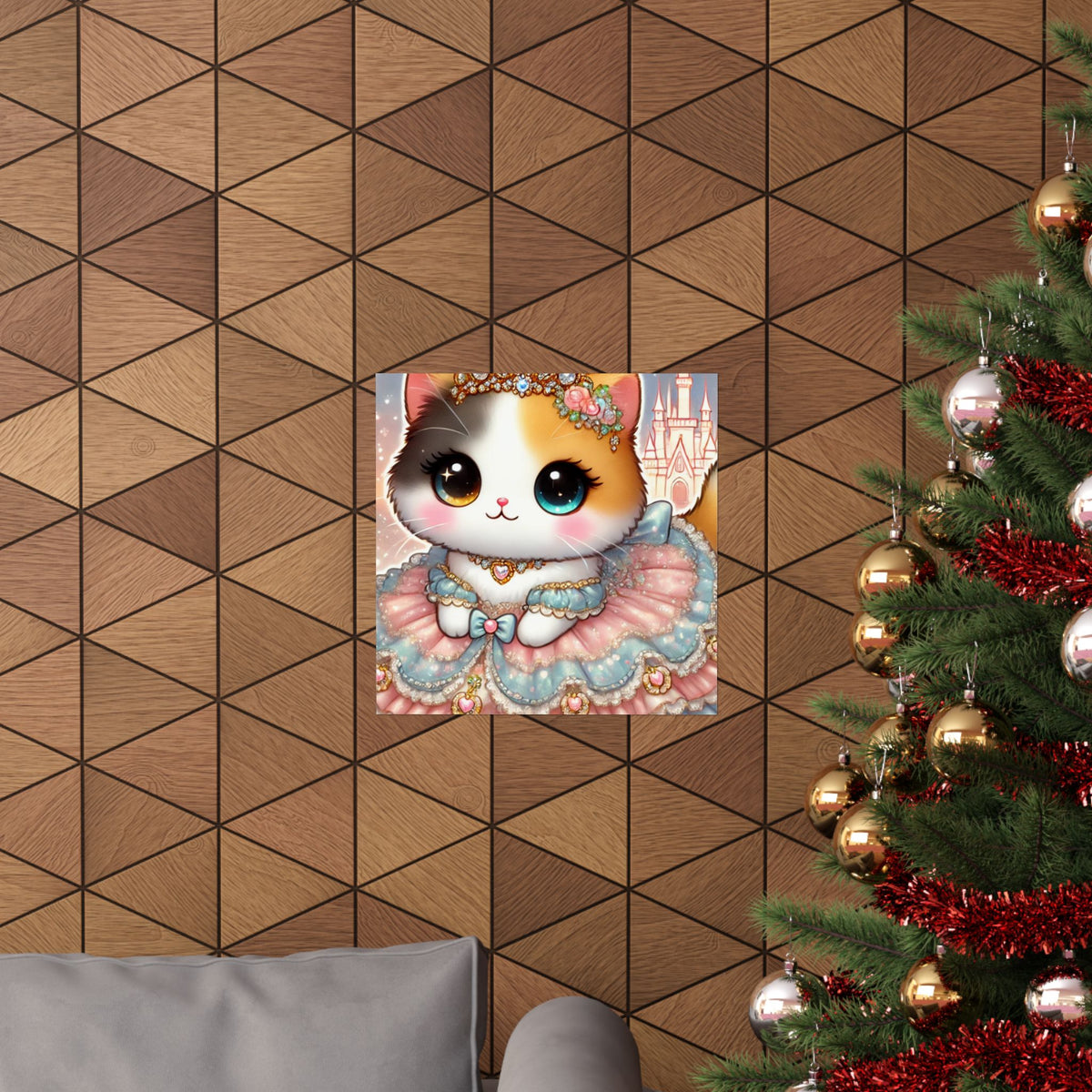 Pastel Princess Calico Cat Fantasy Wall Art Poster