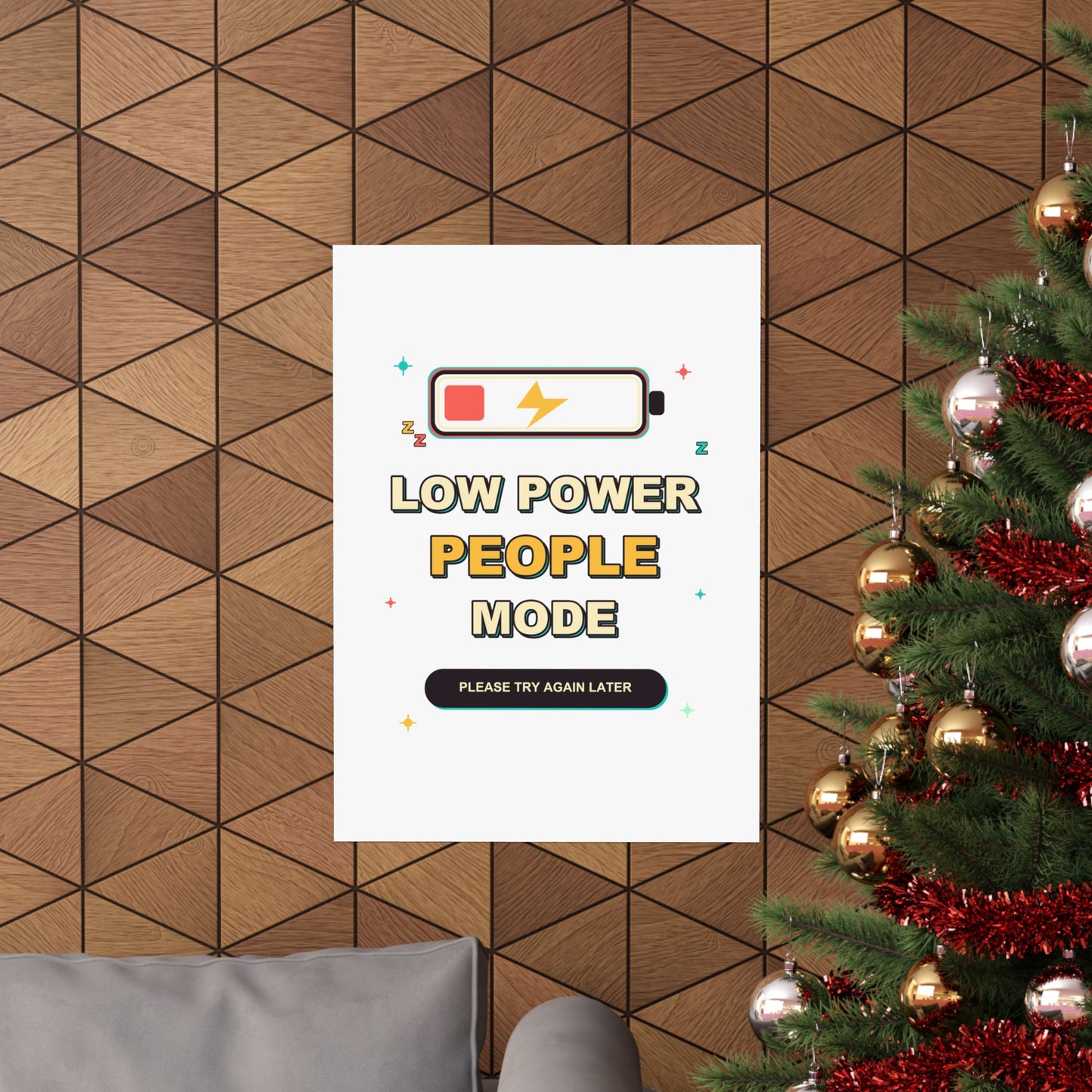 Low Power People Mode Funny Introvert Social Battery Poster