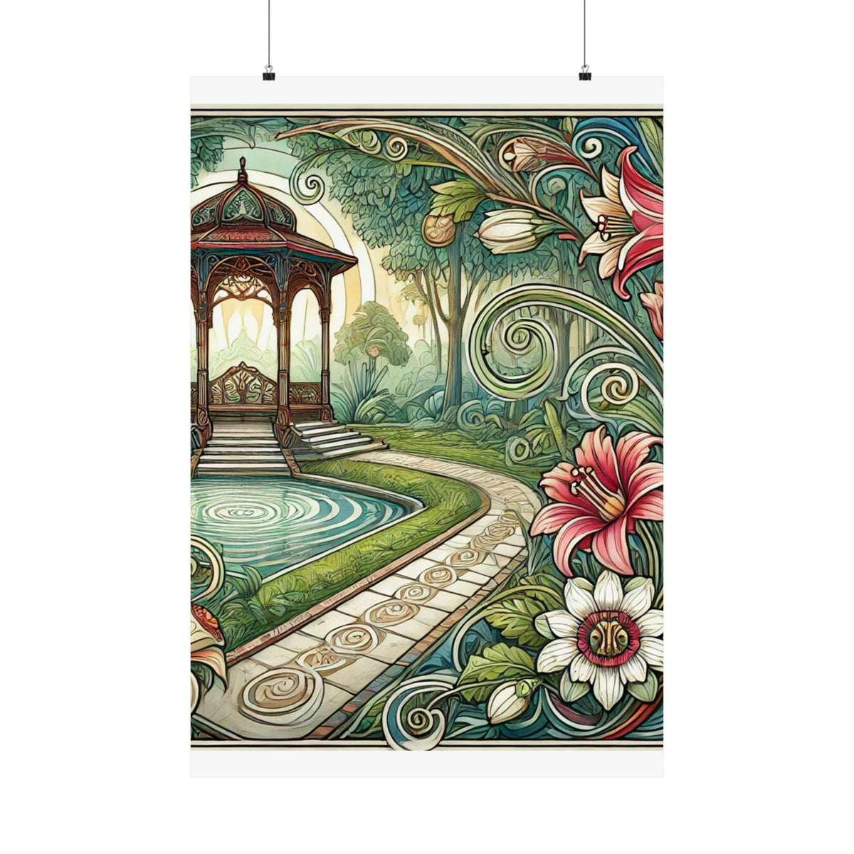 Botanical Gazebo Garden Art Nouveau Wall Art Poster