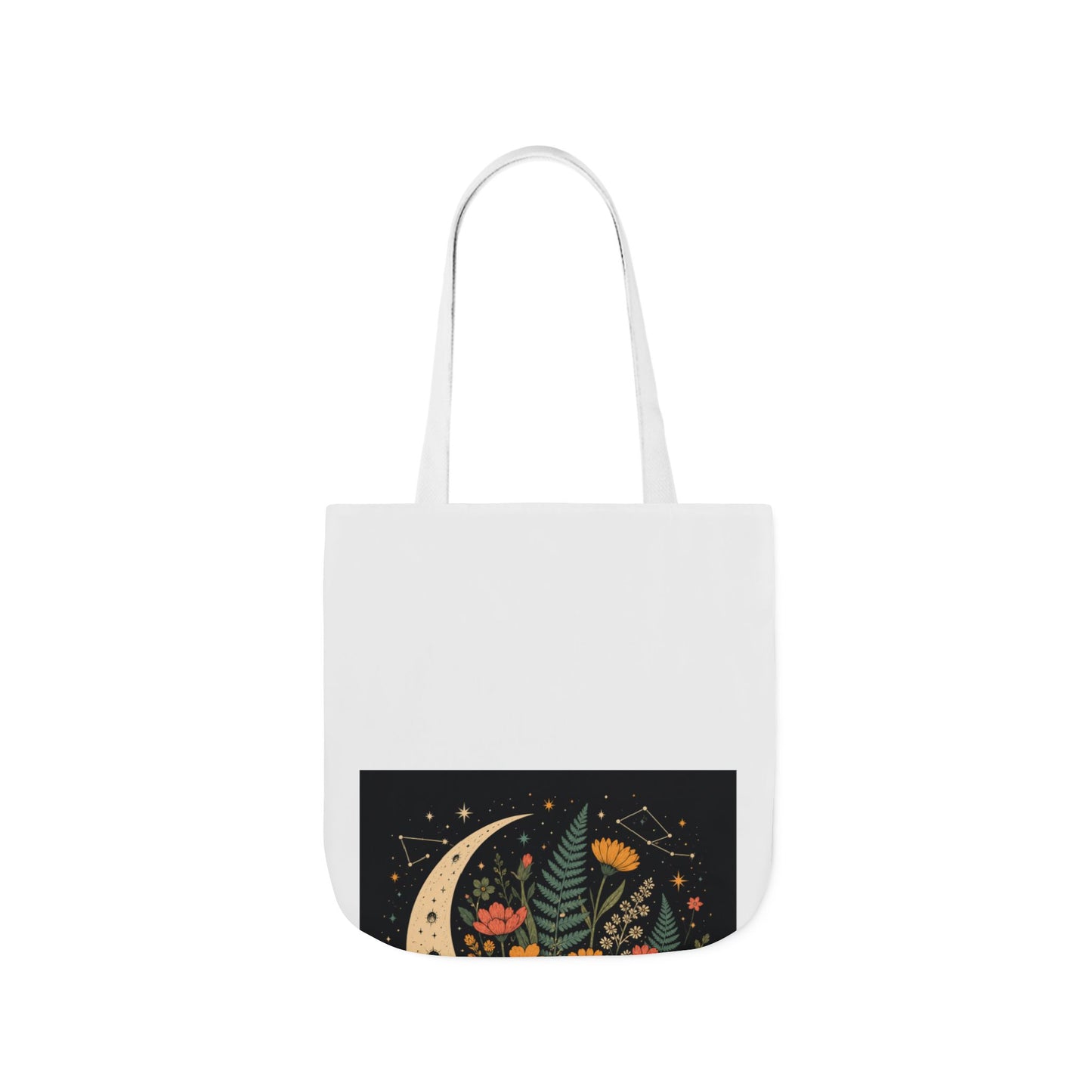 Celestial Wildflower Crescent Moon Botanical Tote Bag