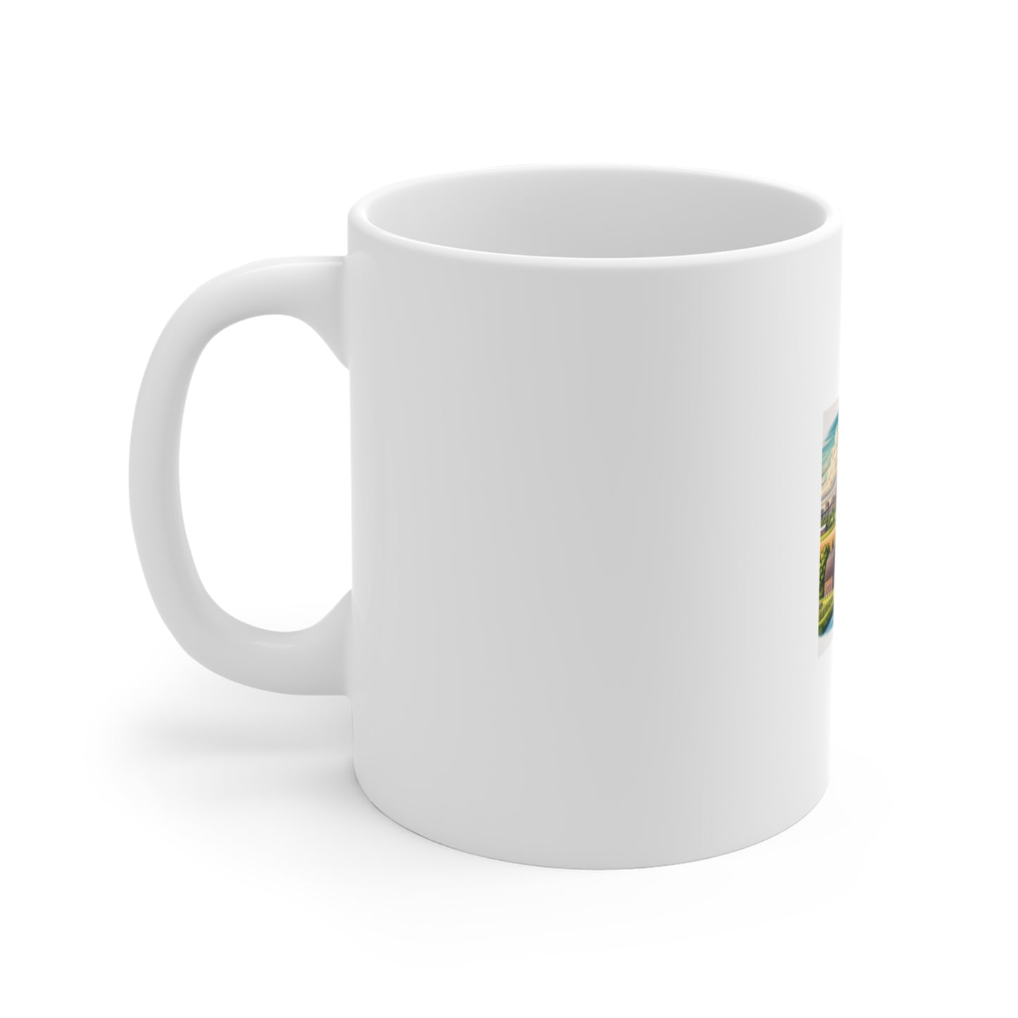 Rural River City Skyline Hometown Landscape Coffee Mug
