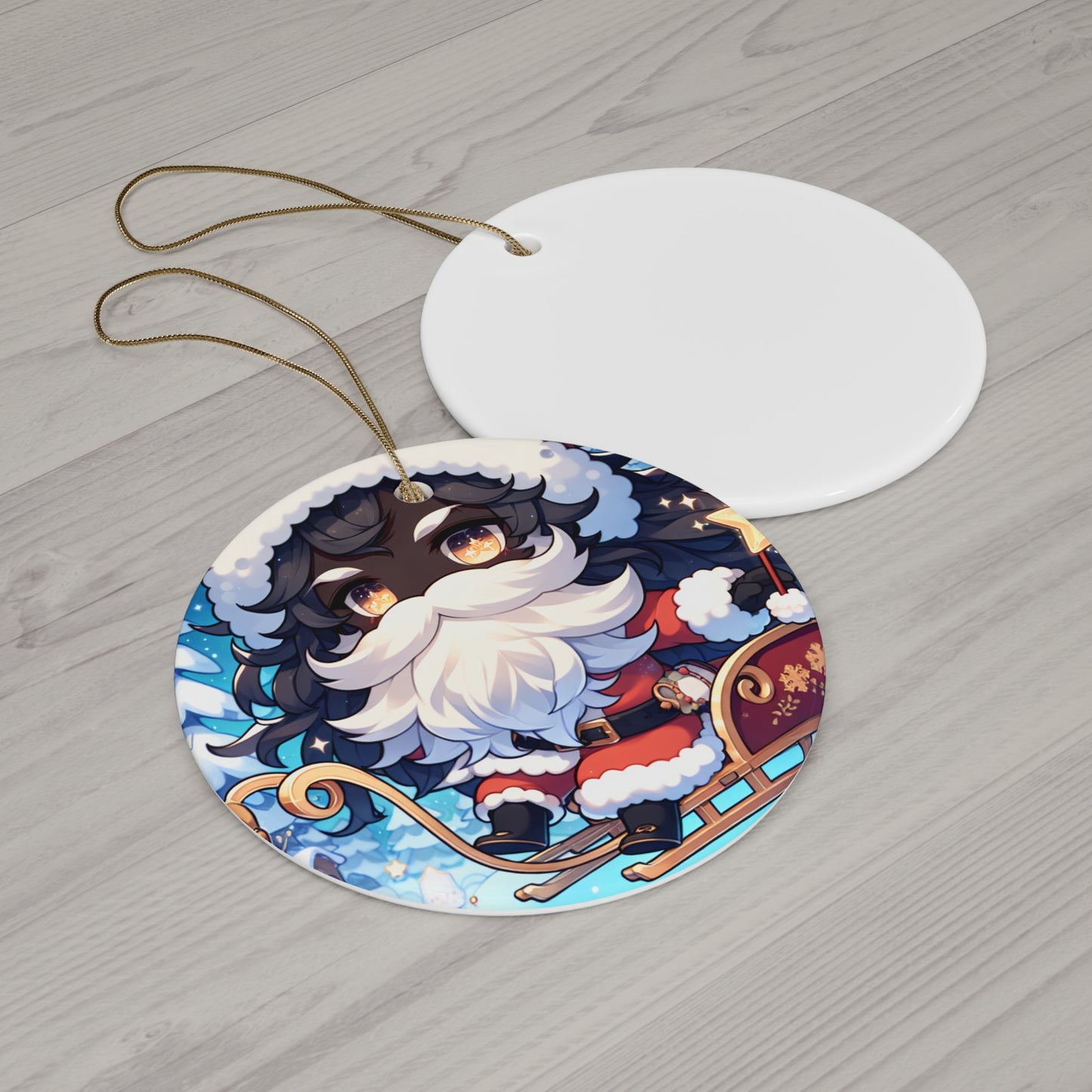 Ceramic Ornament - Anime Santa Christmas Decoration, Holiday Tree Ornament, Festive Home Decor, Unique Gift, Xmas Decor