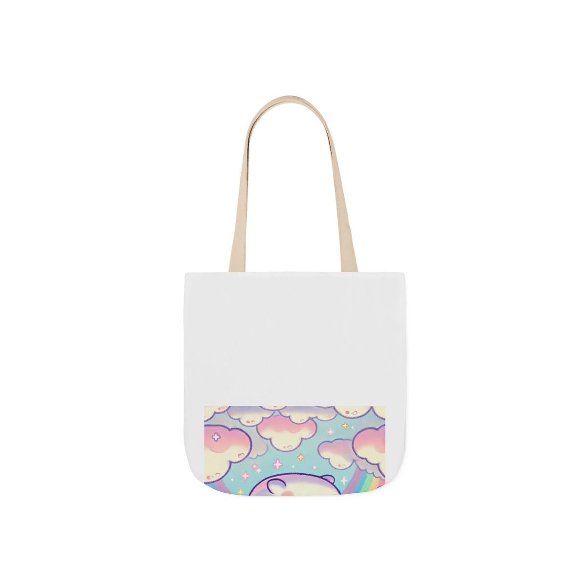 Kawaii Rainbow Whale Pastel Cloud Canvas Tote Bag