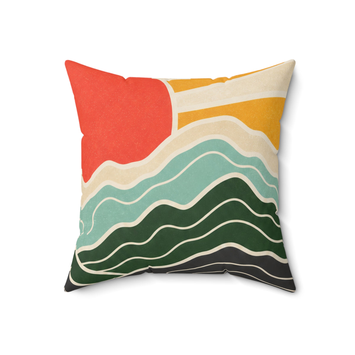 Topographic Sunrise Mid Century Decorative Pillow