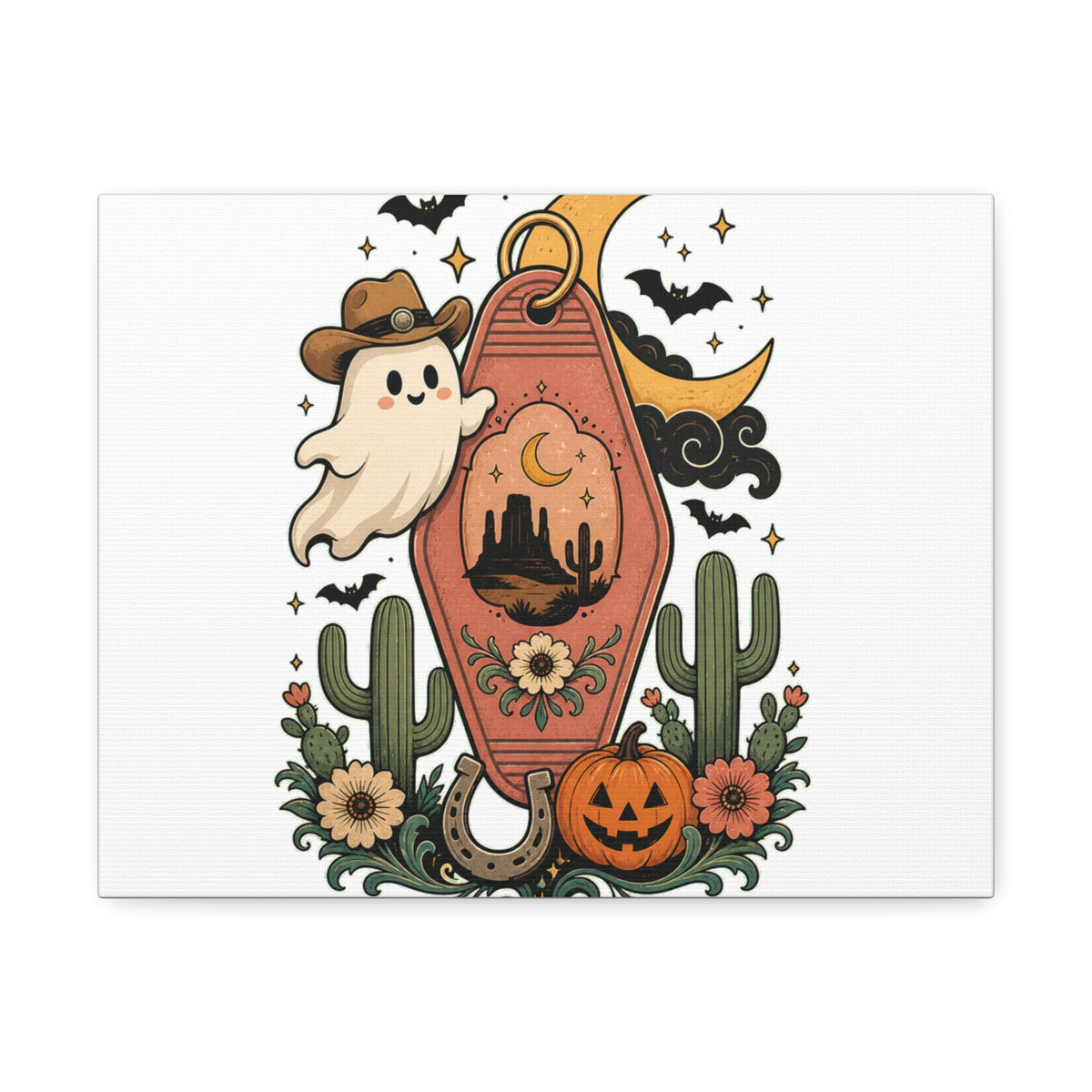 Haunted Desert Keytag Ghost Halloween Canvas
