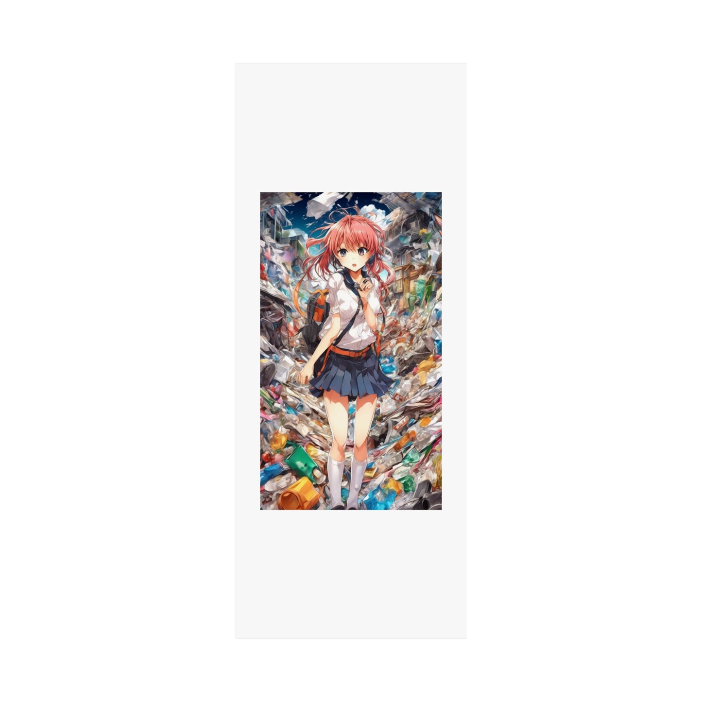 Recycling Day Anime Schoolgirl Eco Street Art Poster
